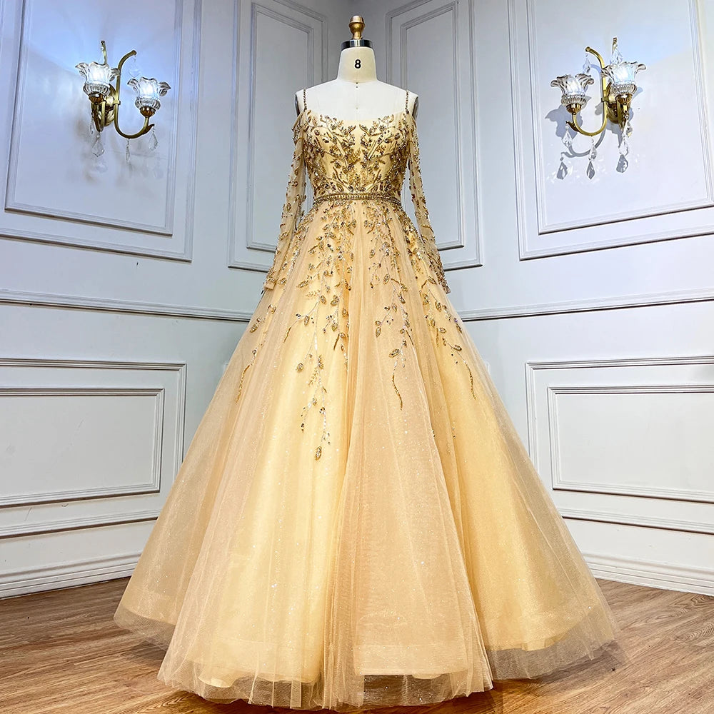 Blue Ball Gown Evening Dresses Arabic LA70812 - SERENE HILL
