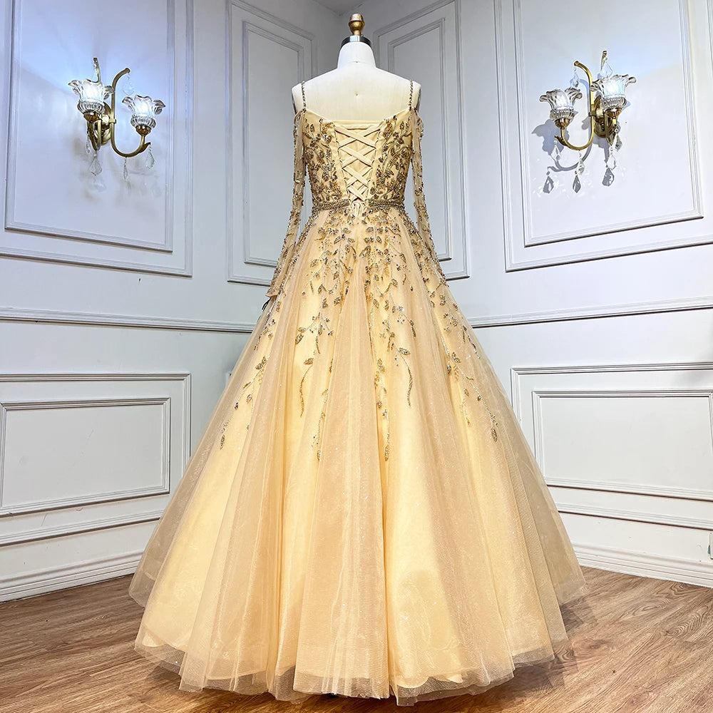 Blue Ball Gown Evening Dresses Arabic LA70812 - SERENE HILL