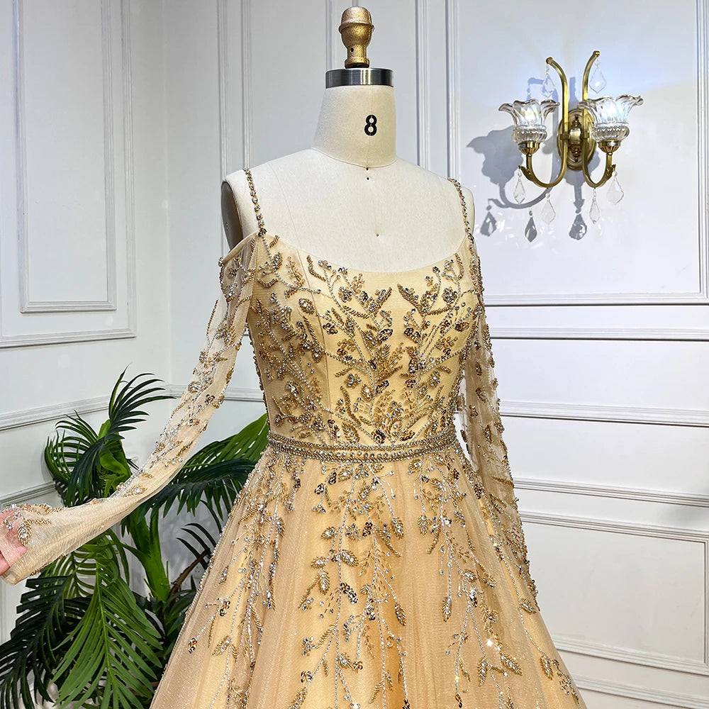 Blue Ball Gown Evening Dresses Arabic LA70812 - SERENE HILL