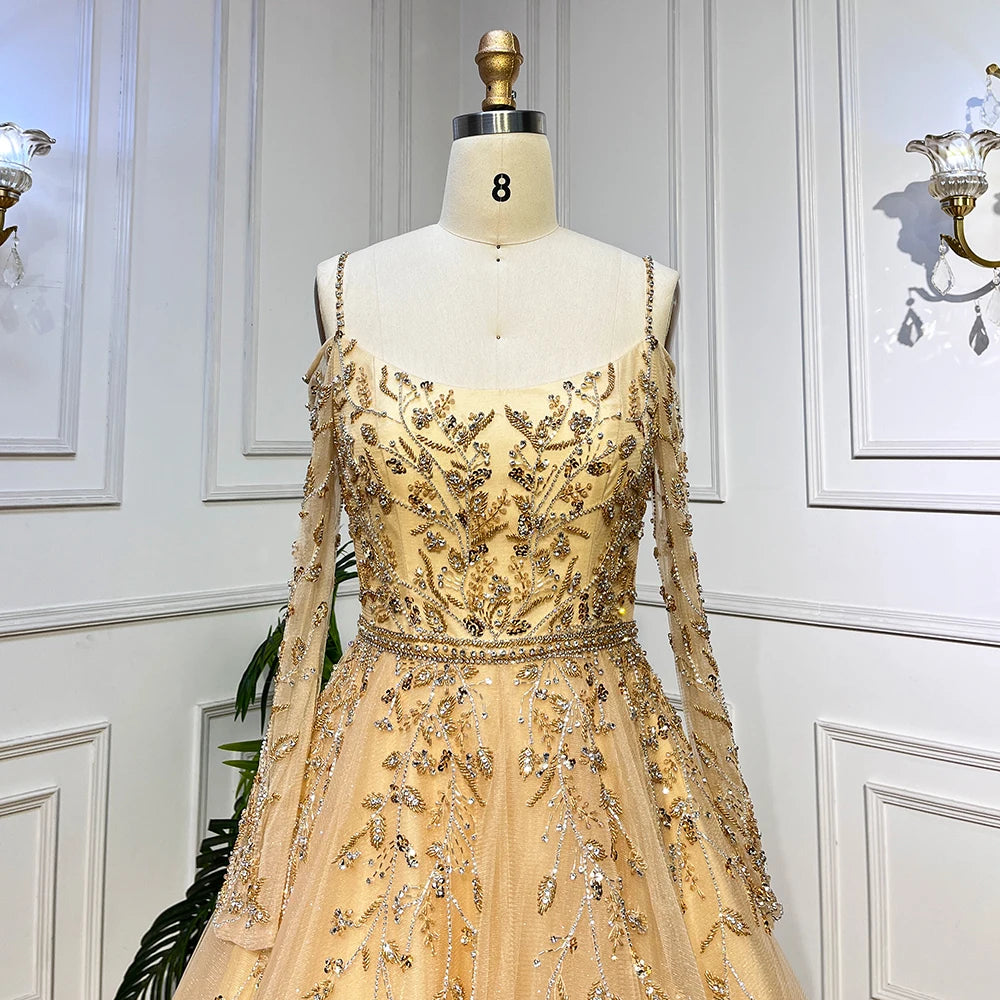 Blue Ball Gown Evening Dresses Arabic LA70812 - SERENE HILL