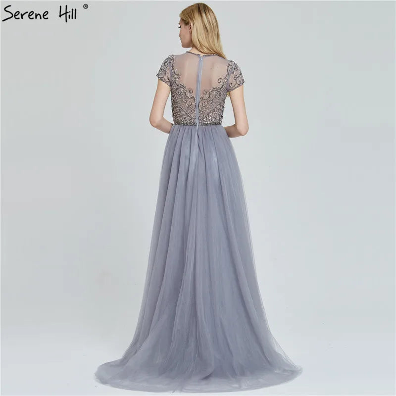 Dubai Crystal Short Sleeve Evening Dresses Design 2025 Luxury Mermaid Sexy Formal Dress Serene Hill LA60960 - SERENE HILL
