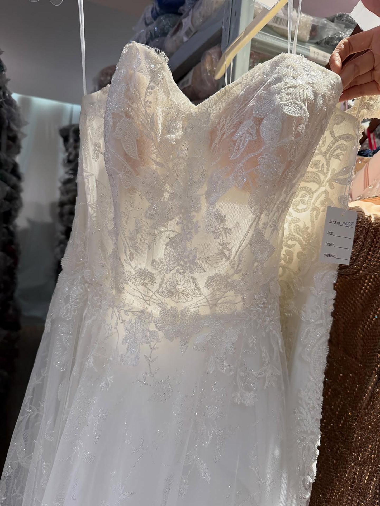 Luxury White Lace Strapless A-Line Bridal Wedding Dress HA2539 SERENE HILL
