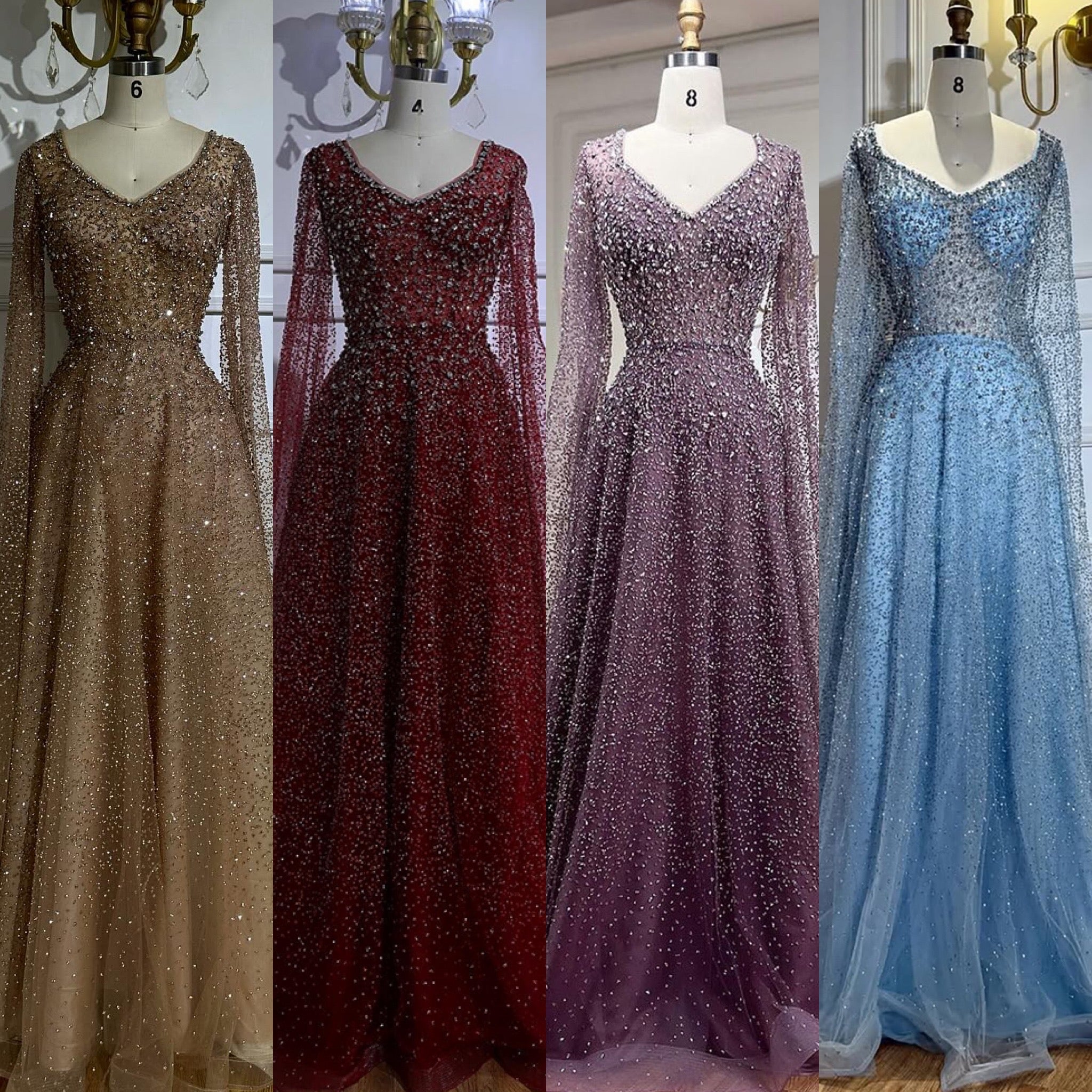 Luxury Purple A-Line Evening Dress with Cape Sleeves Plus Size LA72147A - SERENE HILL