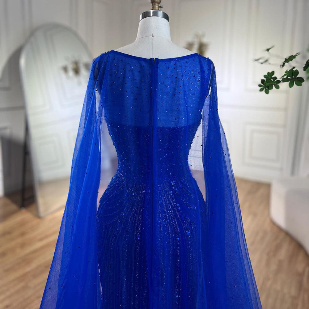 Luxury Royal Blue Mermaid Evening Dress with Cape LA72198 SERENE HILL