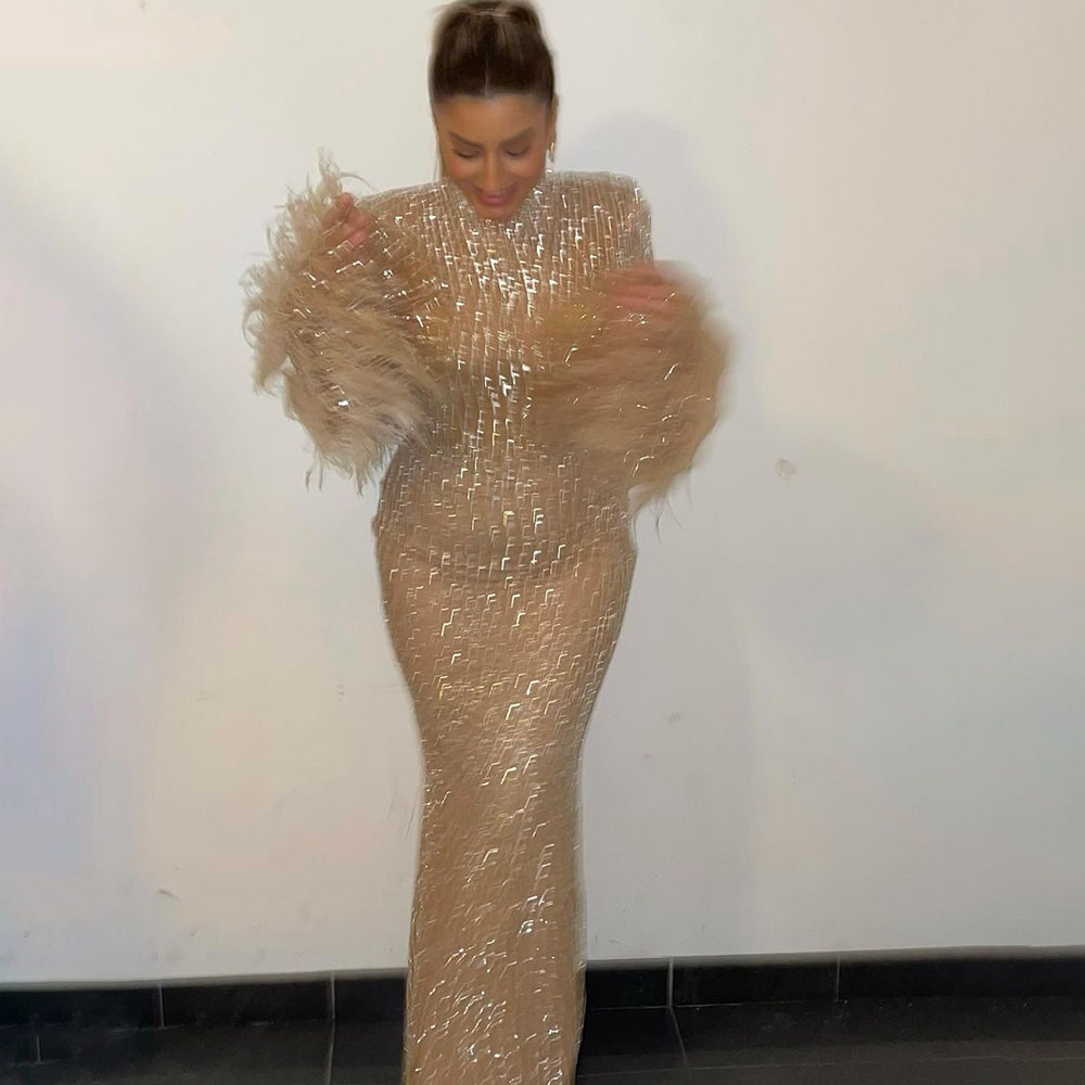 Luxury Nude Illusion Cut Out Mermaid Evening Dress LA72394 - SERENE HILL