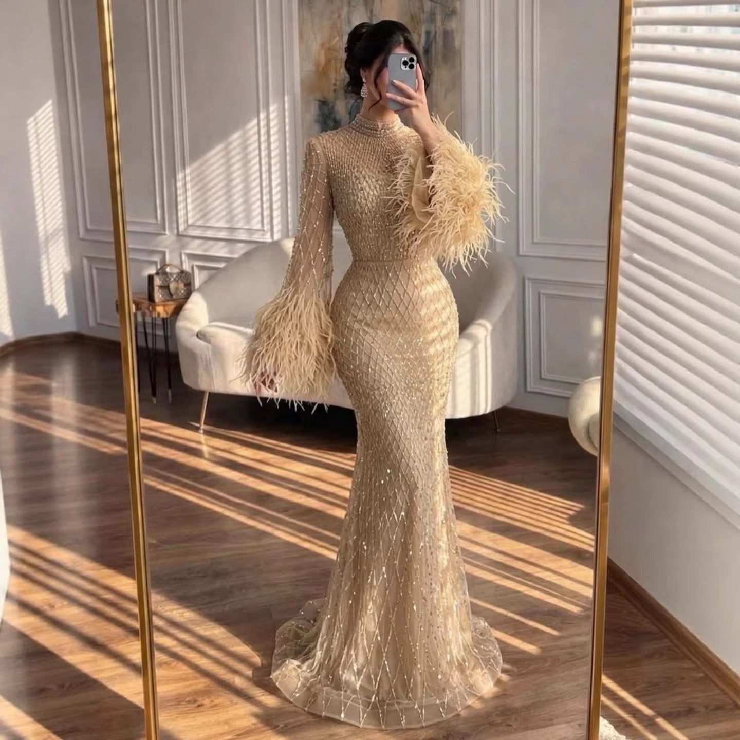 Luxury Nude Illusion Cut Out Mermaid Evening Dress LA72394 - SERENE HILL
