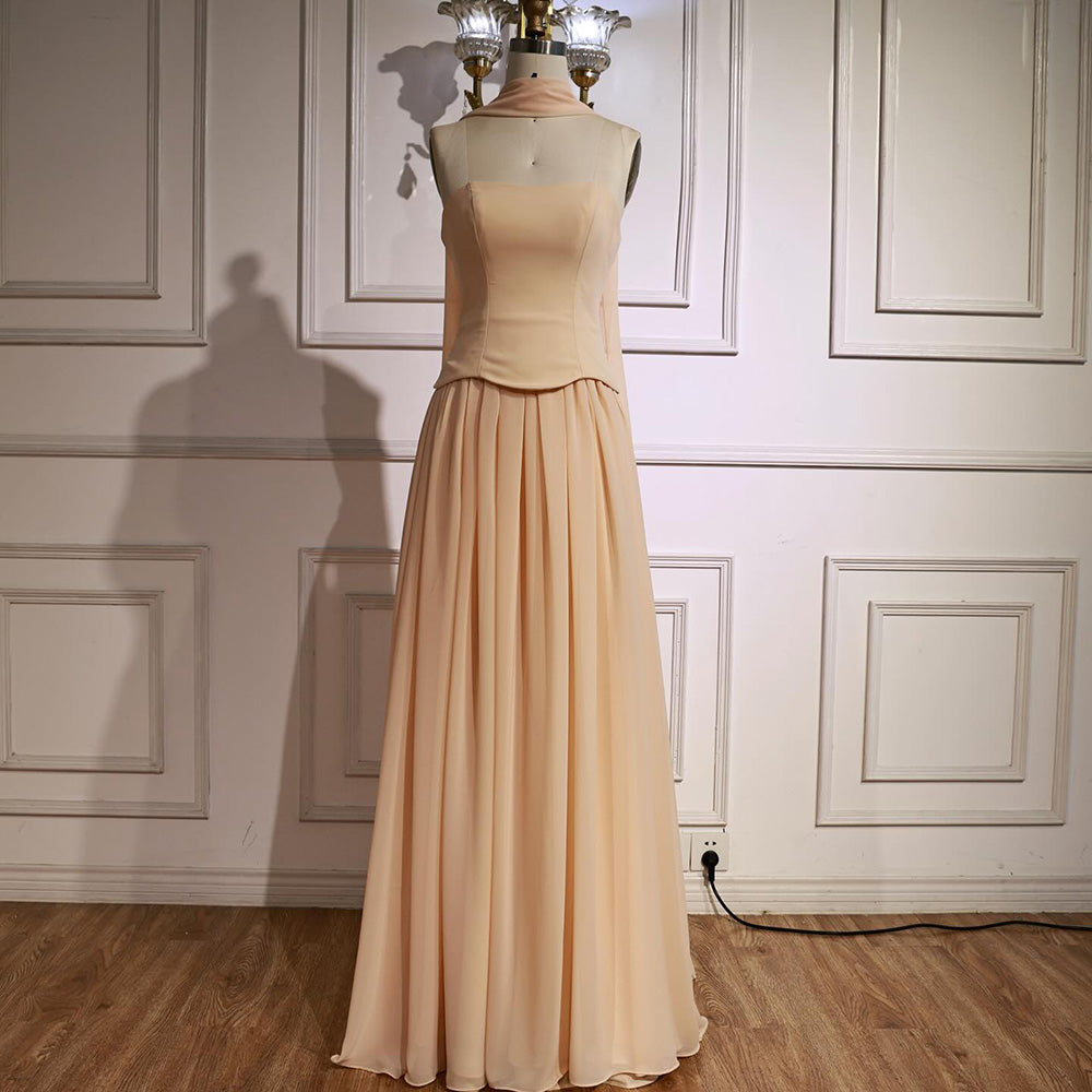 Luxury Turquoise A Line Evening Dress with Cape LA73012 - SERENE HILL