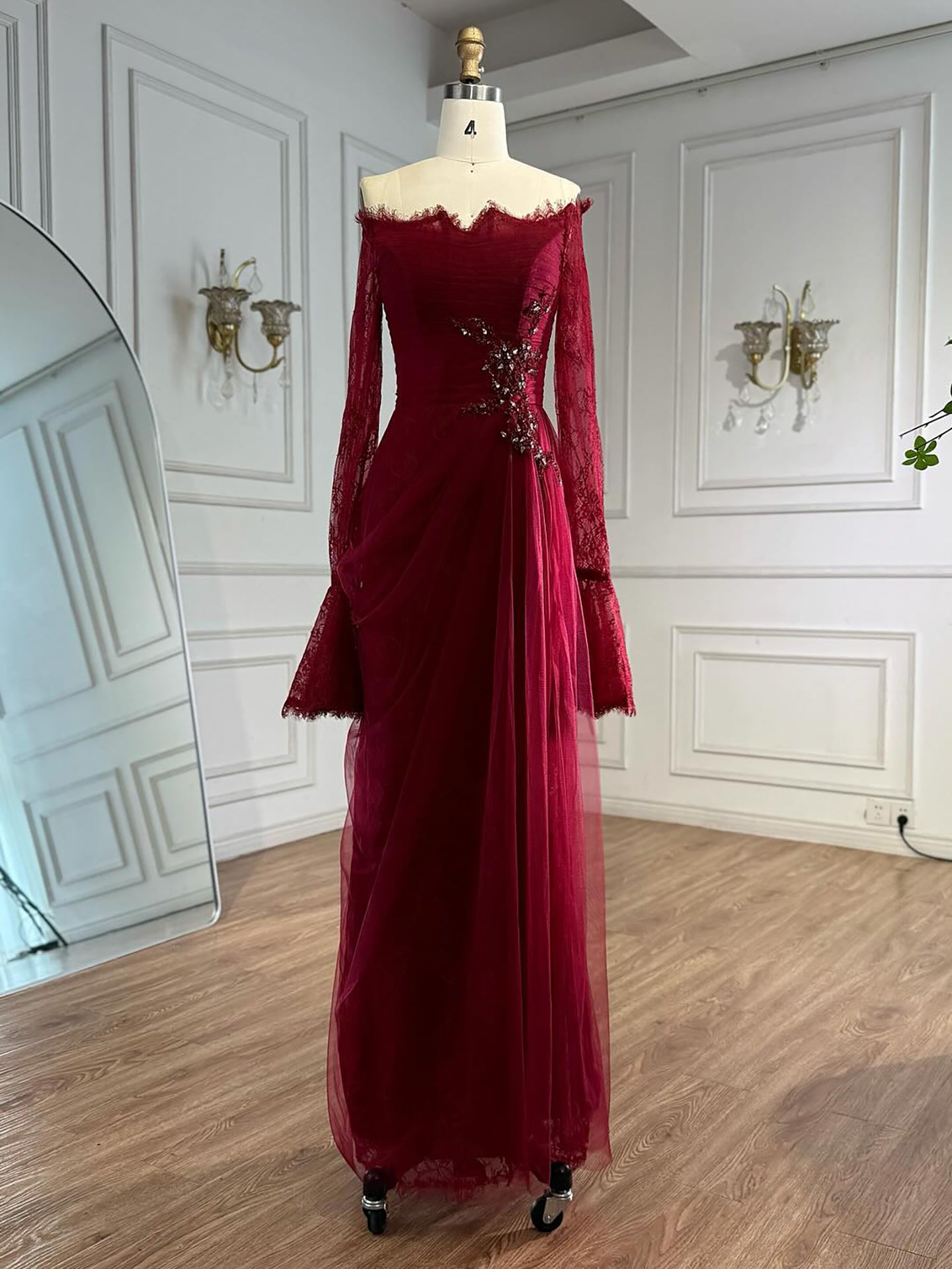 Luxury Light Pink Mermaid Lace Beaded Evening Dress LA72910 - SERENE HILL