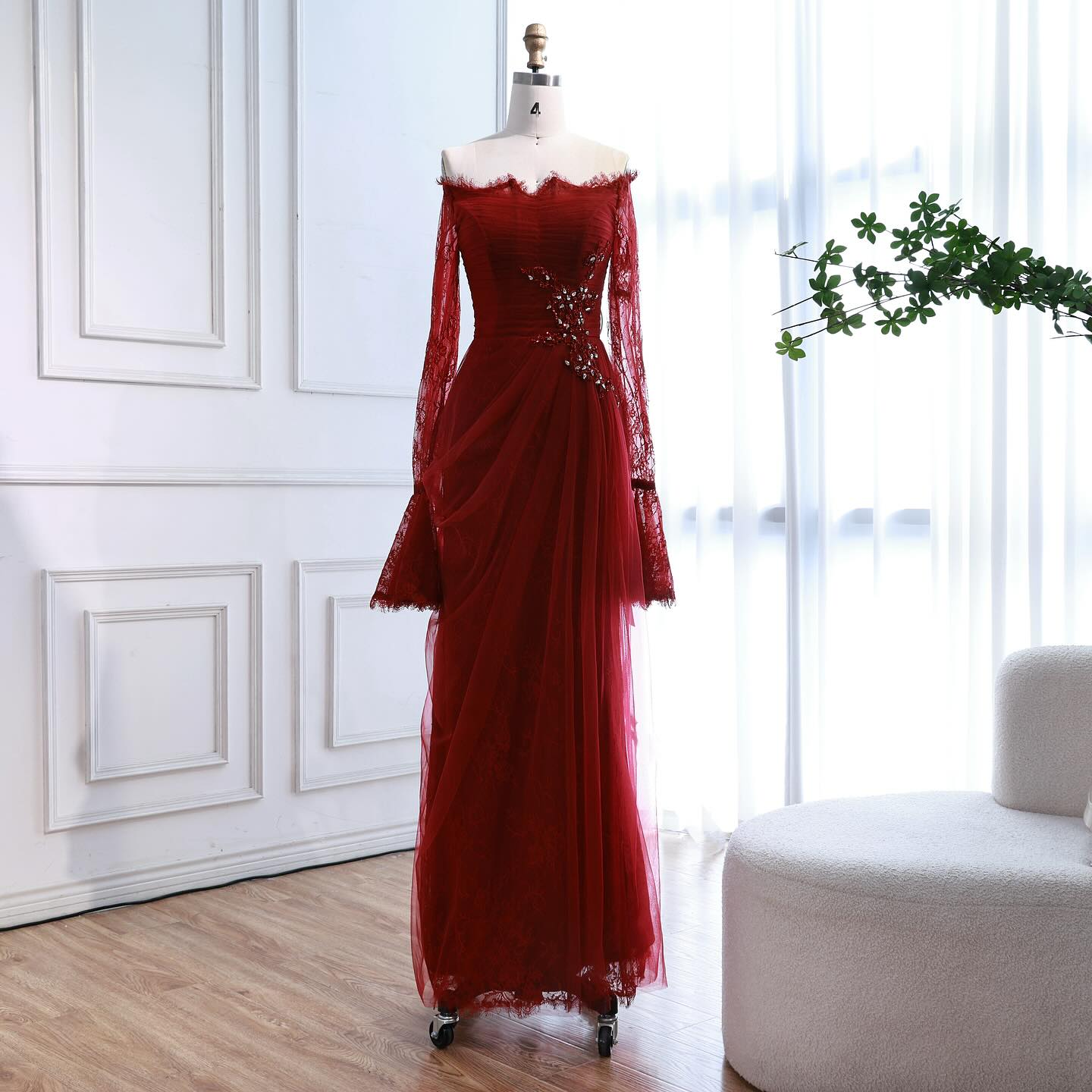 Luxury Light Pink Mermaid Lace Beaded Evening Dress LA72910 - SERENE HILL