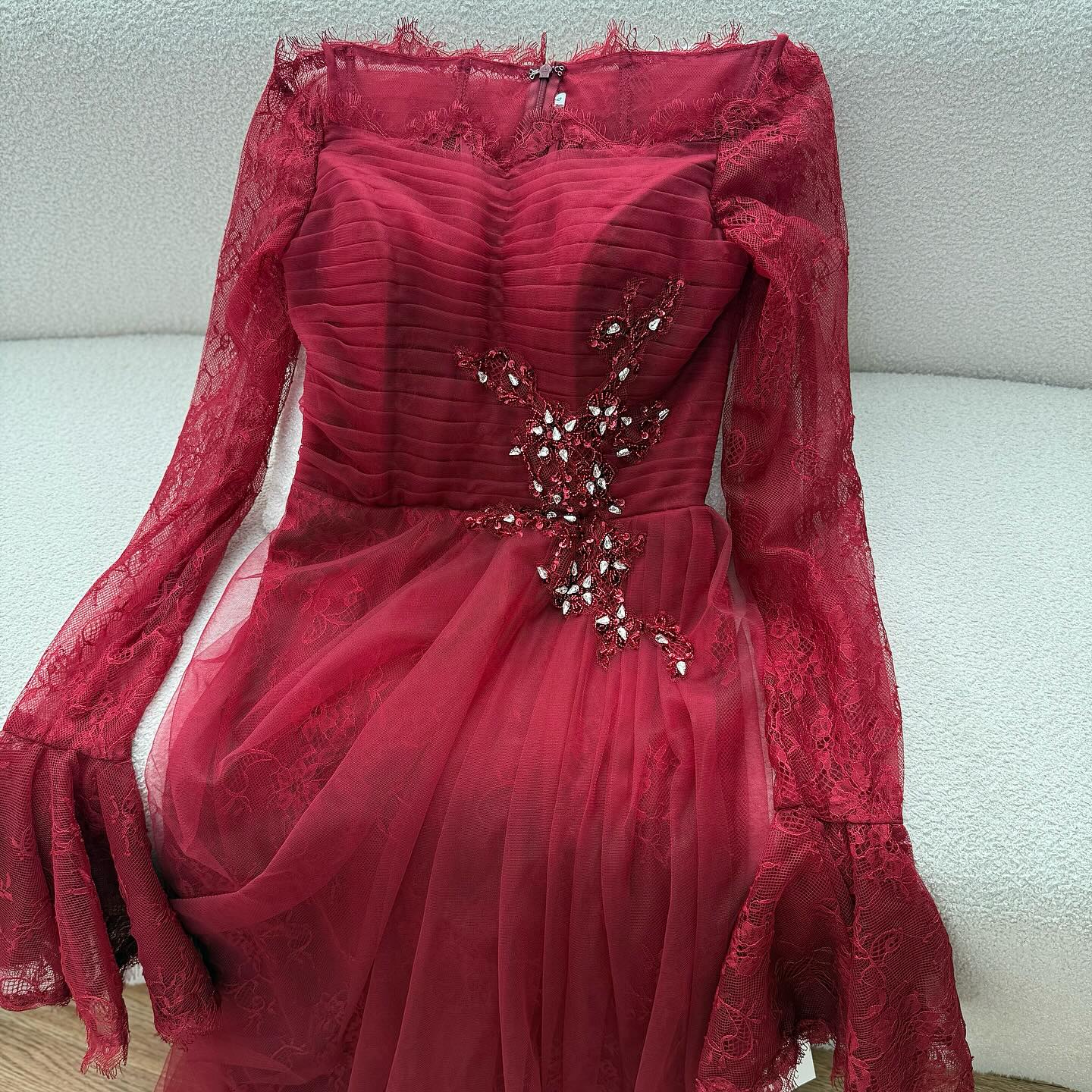 Luxury Light Pink Mermaid Lace Beaded Evening Dress LA72910 - SERENE HILL