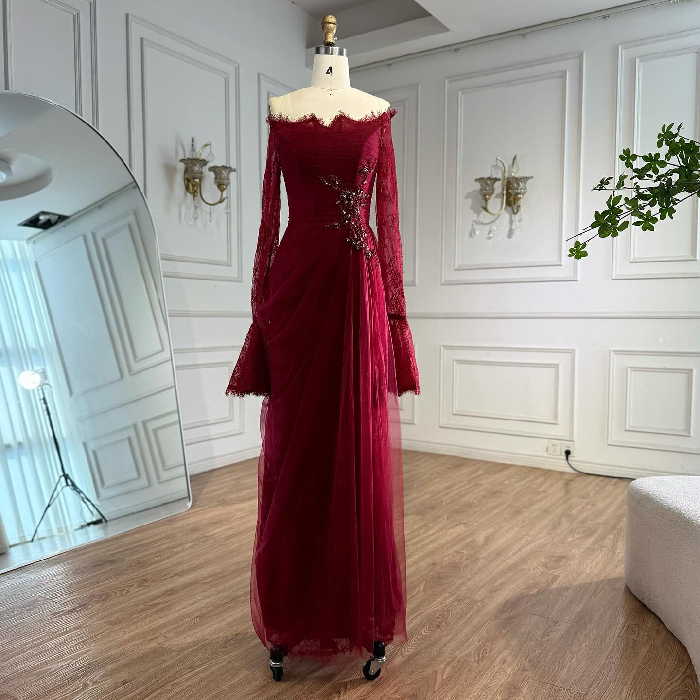 Luxury Light Pink Mermaid Lace Beaded Evening Dress LA72910 - SERENE HILL