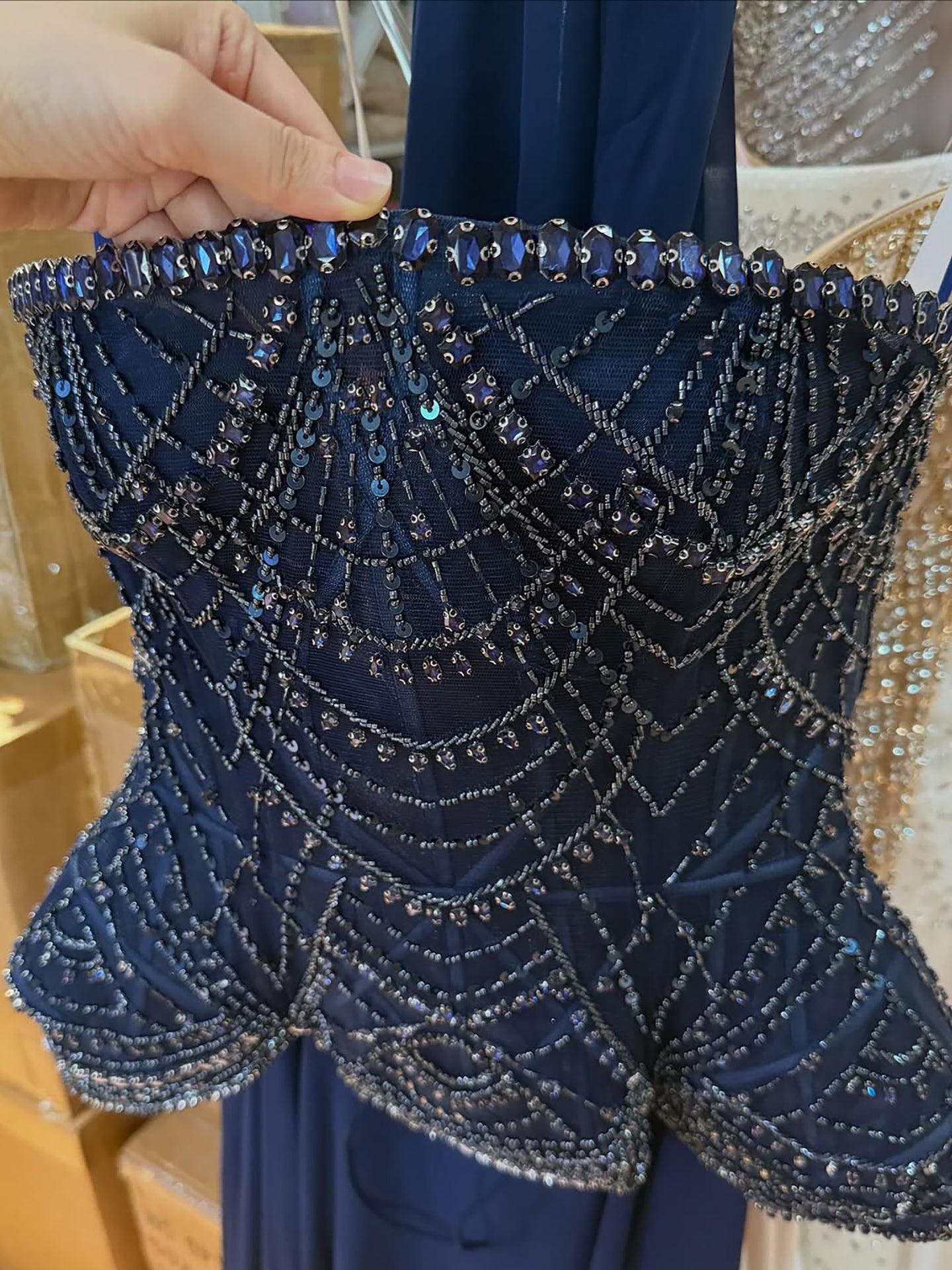 Luxury Designer Nude Beaded Chiffon Evening Dress LA72915 - SERENE HILL