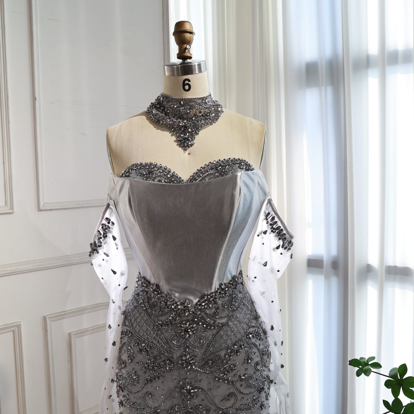 Luxury Beaded Evening Dress Sheer Long Gloves LA72929 - SERENE HILL