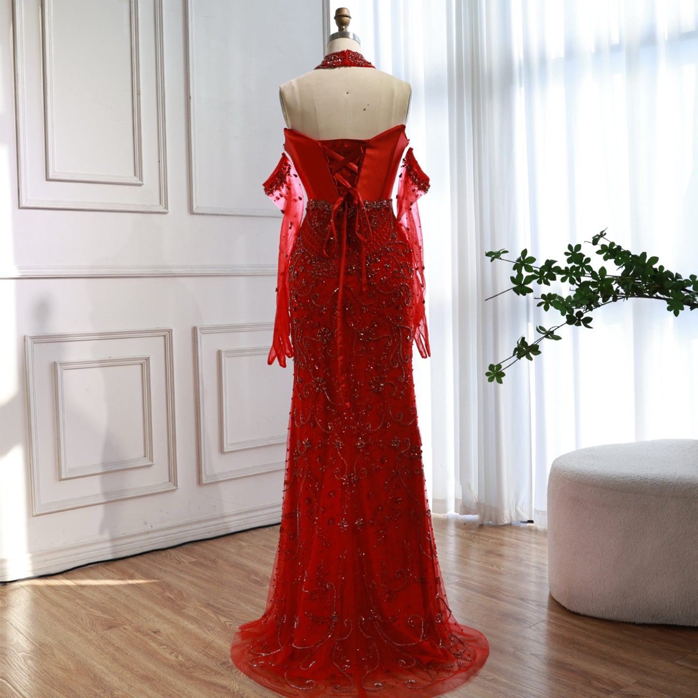 Luxury Beaded Evening Dress Sheer Long Gloves LA72929 - SERENE HILL