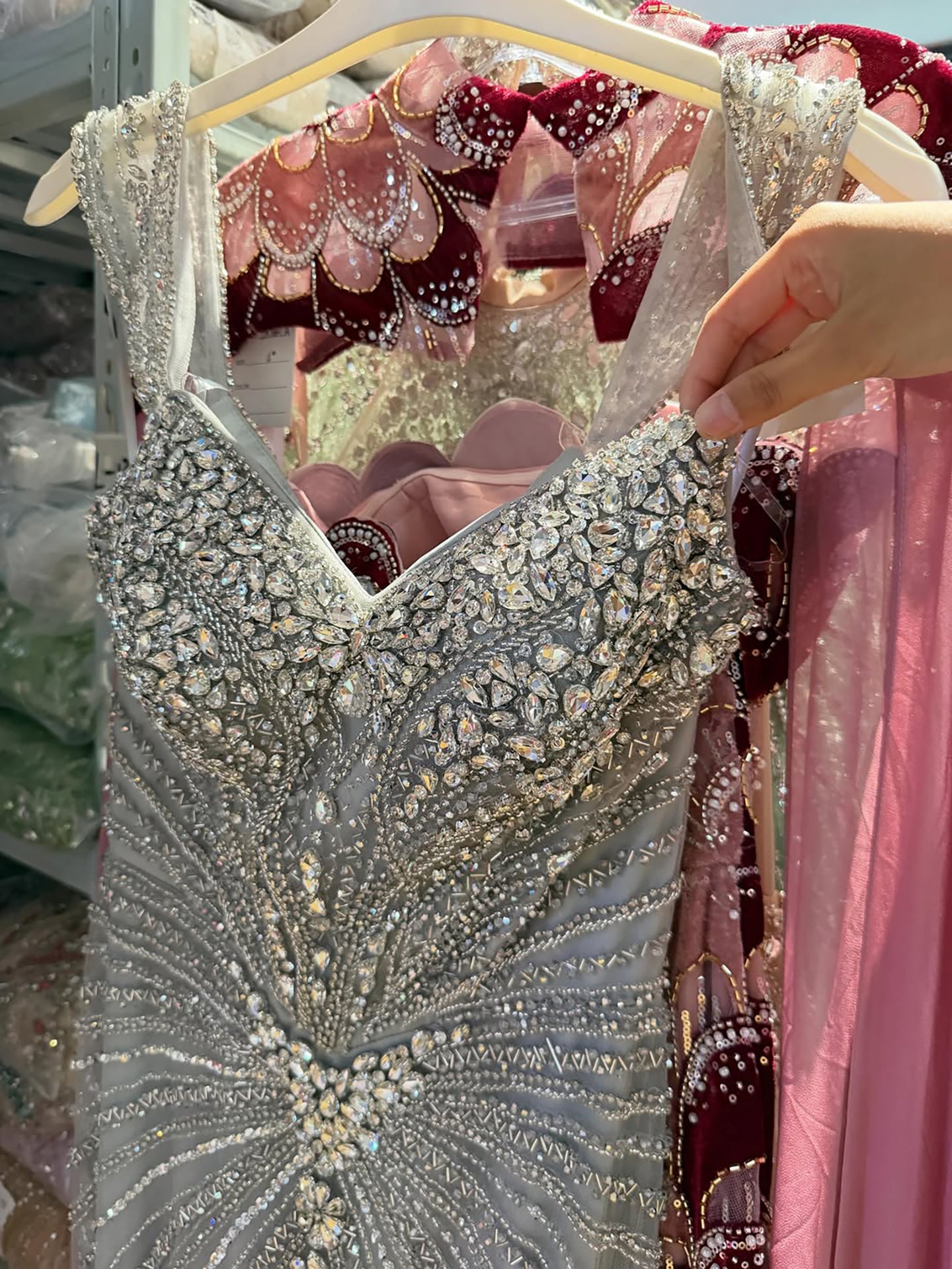 Luxury Arabic Nude Crystal Off Shoulder Beaded Mermaid Evening Dress LA73128A SERENE HILL