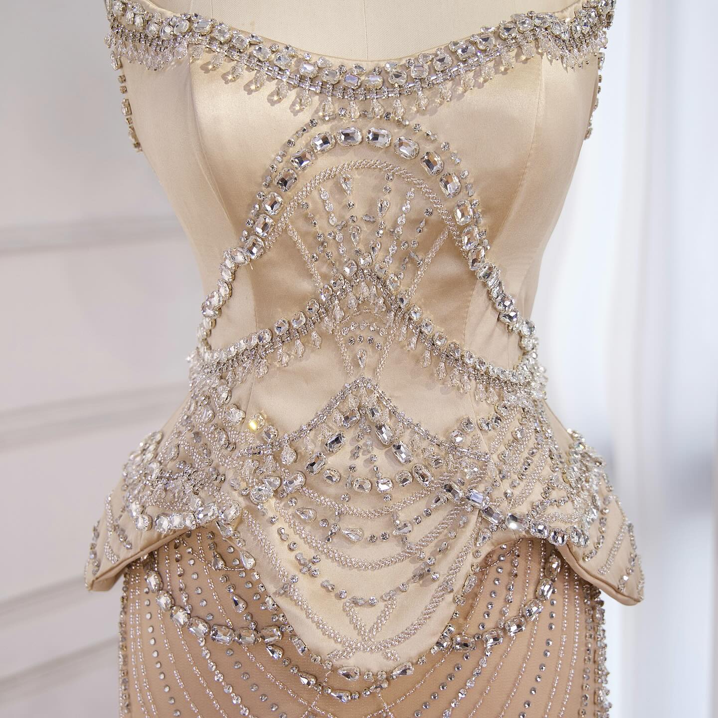Luxury Nude Beaded Mermaid Evening Dress LA73166