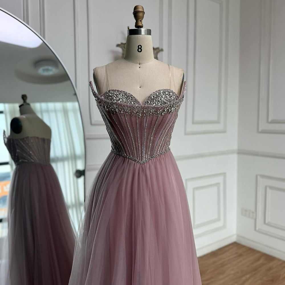 Luxury Nude Strapless A-Line Prom Dress LA73178