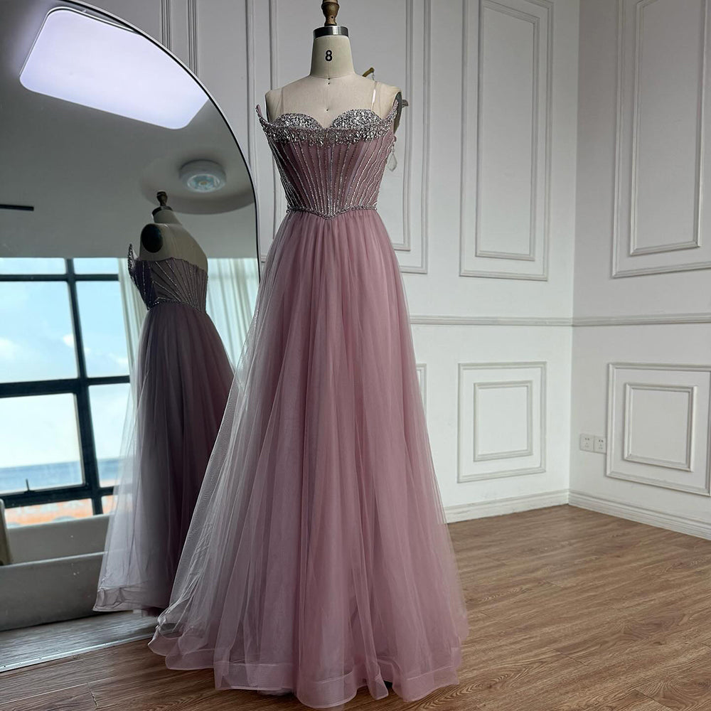 Luxury Nude Strapless A-Line Prom Dress LA73178