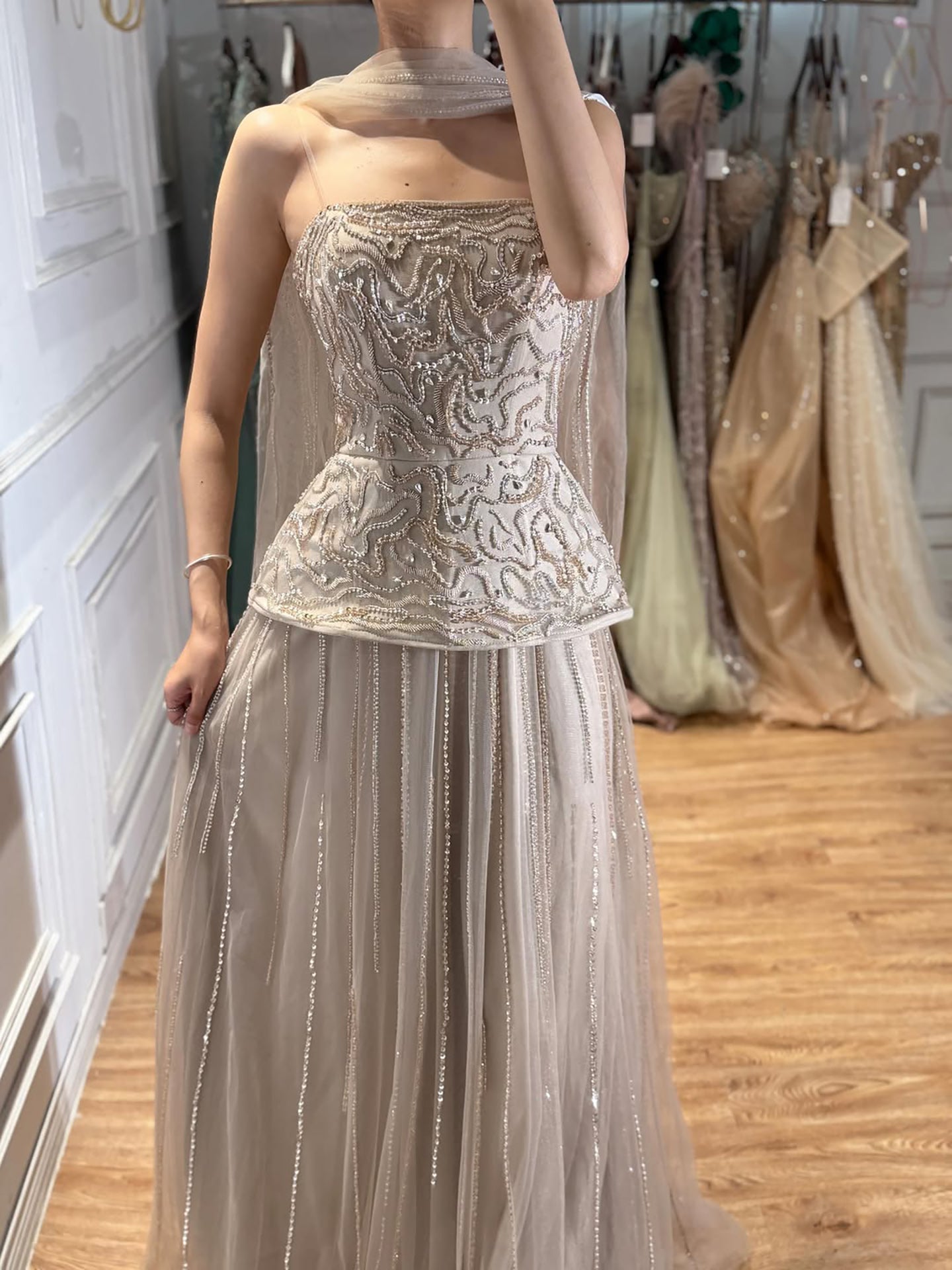 Luxury Pink Two Piece Crystal Sequin Evening Gown LA73207 SERENE HILL