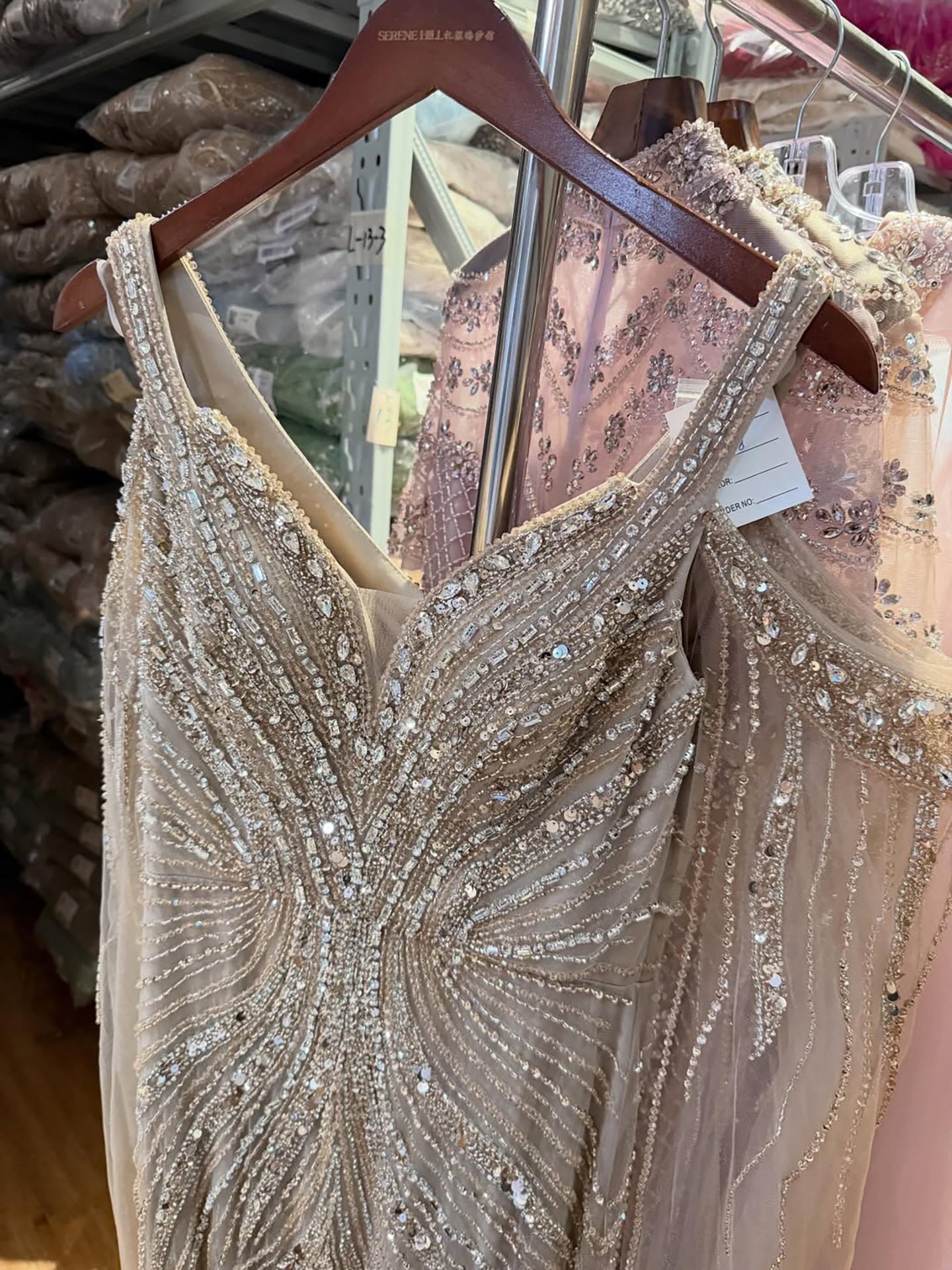 Luxury Pink Beaded Mermaid Evening Dress With Cape Sleeves LA73210