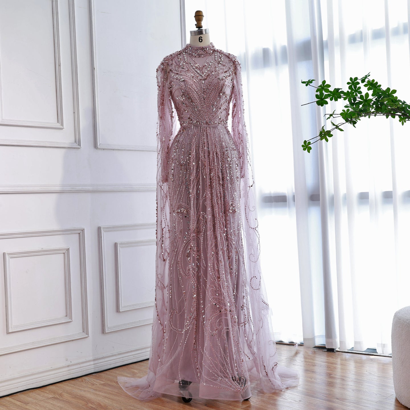 Luxury Sliver Hijab Modest Muslim Beaded Evening Dress LA73215 - SERENE HILL