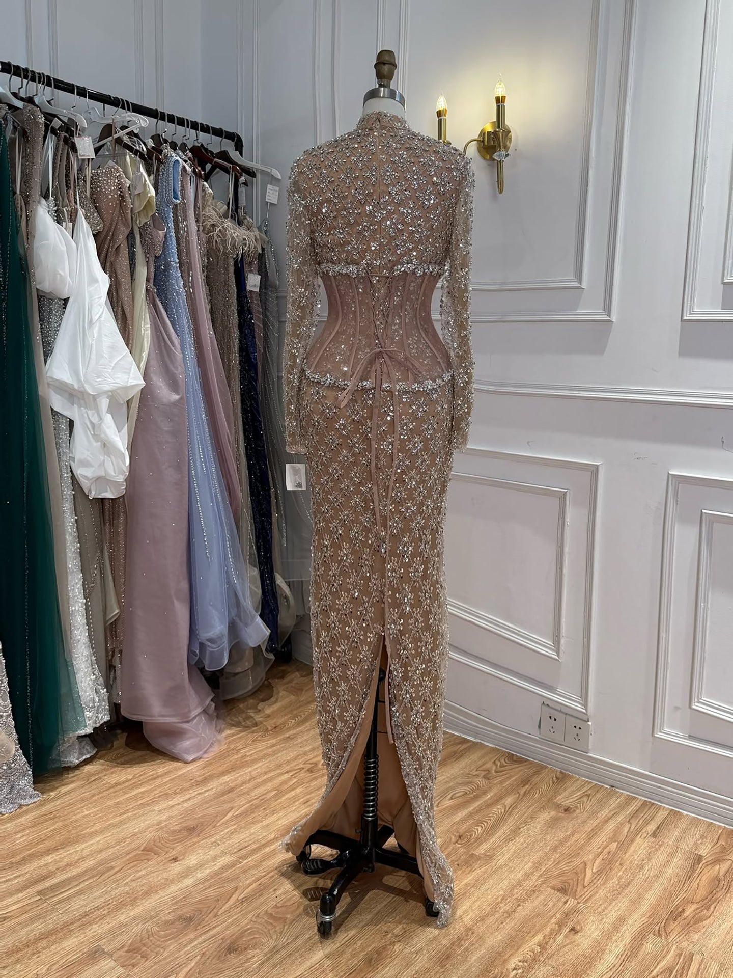 Luxury Nude Beaded Two Pieces Corset Evening Dress LA73335 SERENE HILL