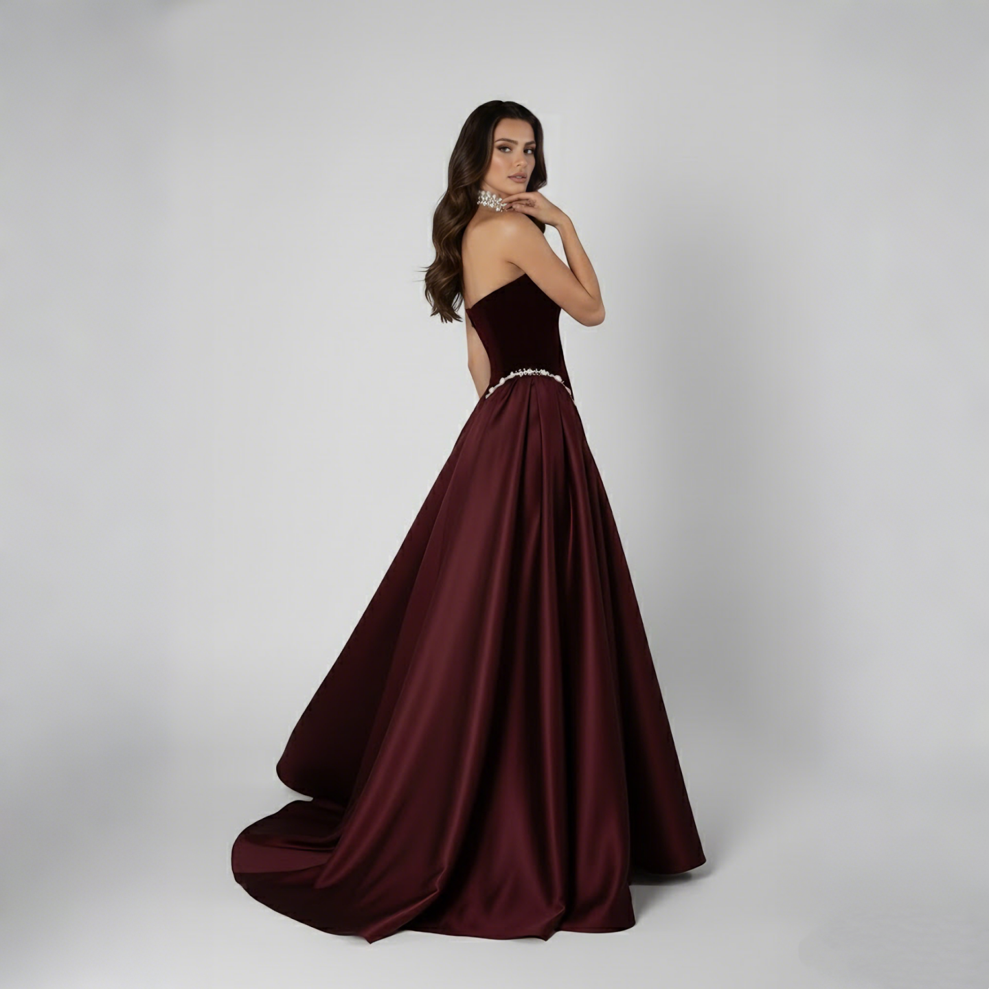 Luxury Navy Blue Mermaid Pearls Evening Dress Gowns With Skirt LA73351 - SERENE HILL