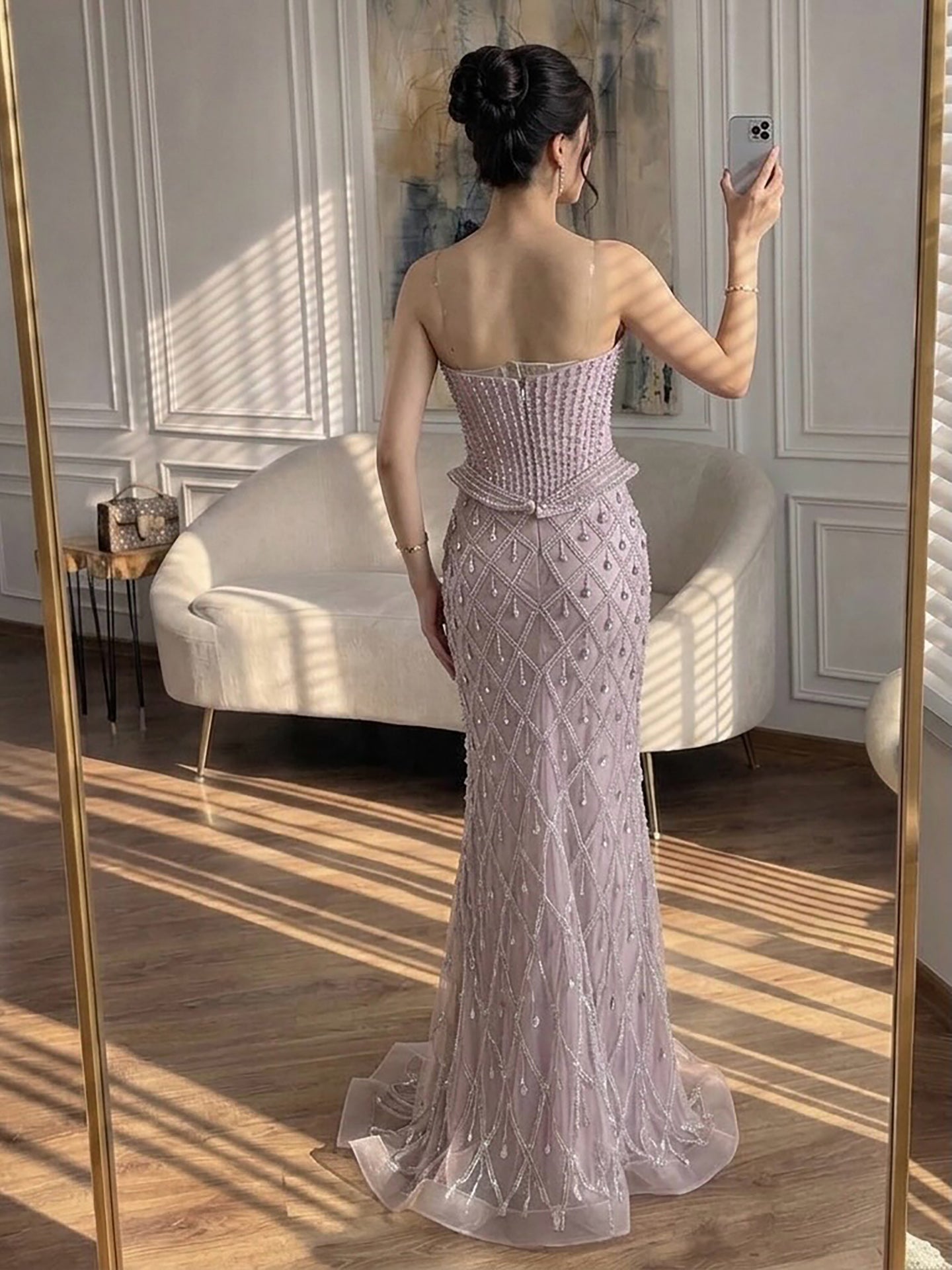 Luxury Nude Crystal Beaded Corset Mermaid Evening Dress LA73400 SERENE HILL
