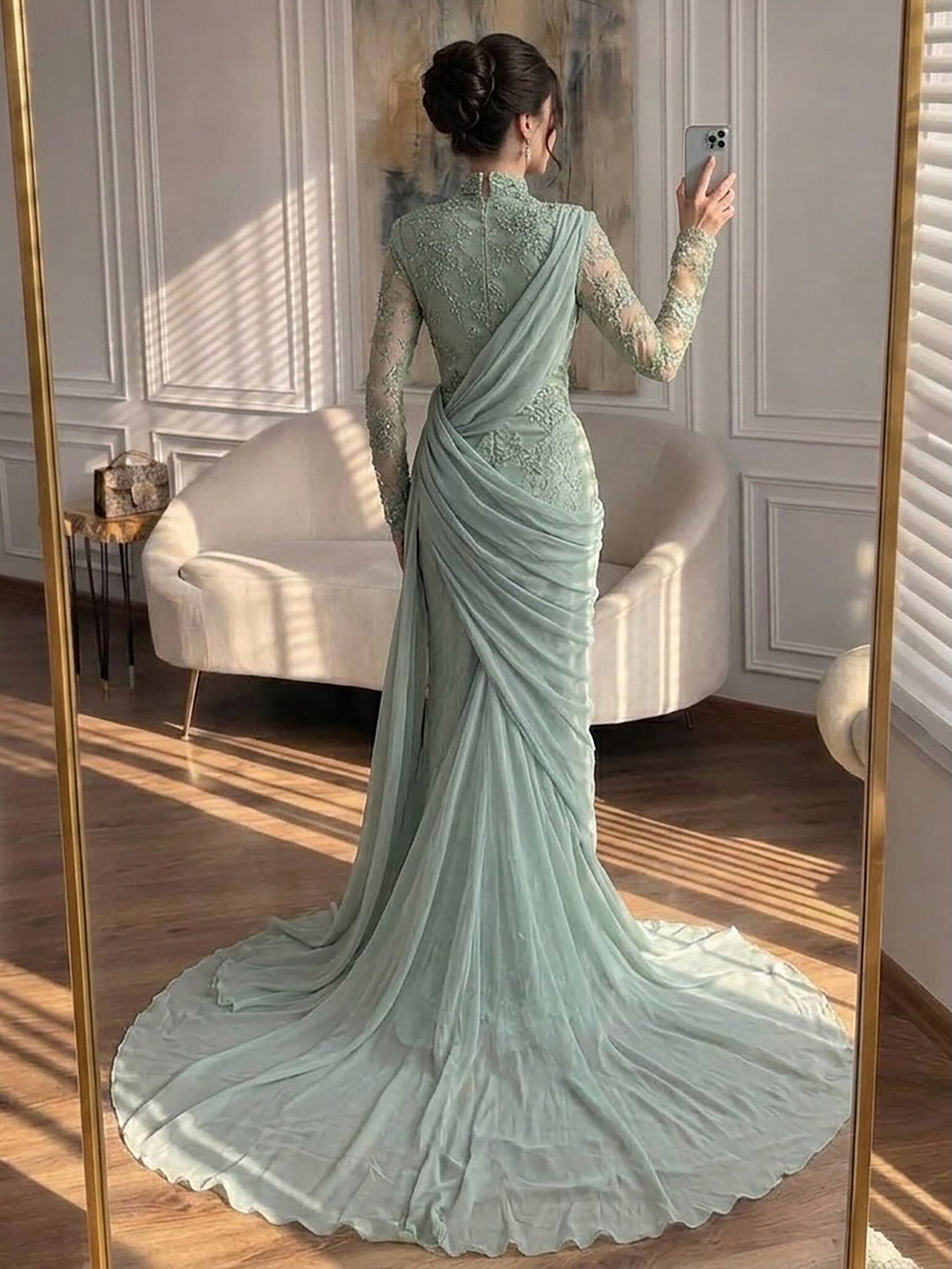 Luxury Lilac High Neck Beaded Mermaid Evening Dress LA73407 SERENE HILL