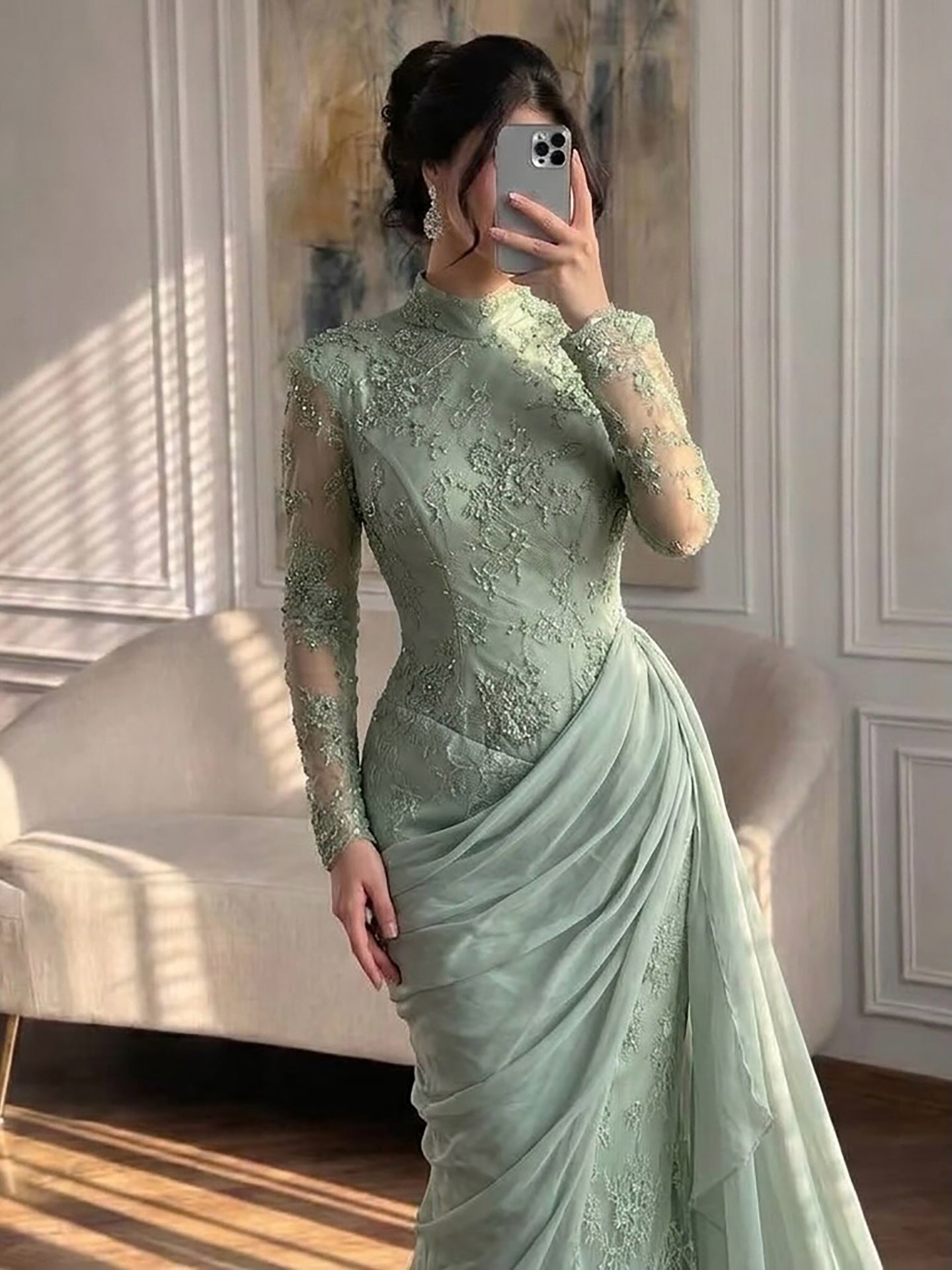 Luxury Lilac High Neck Beaded Mermaid Evening Dress LA73407 SERENE HILL