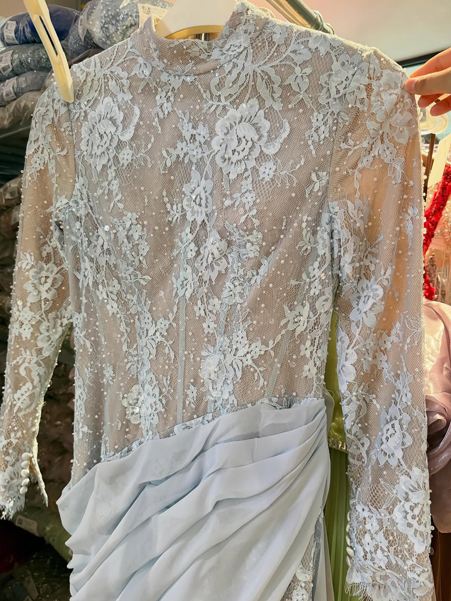 Luxury White Nude High Neck Beaded Mermaid Evening Dress LA73407A SERENE HILL