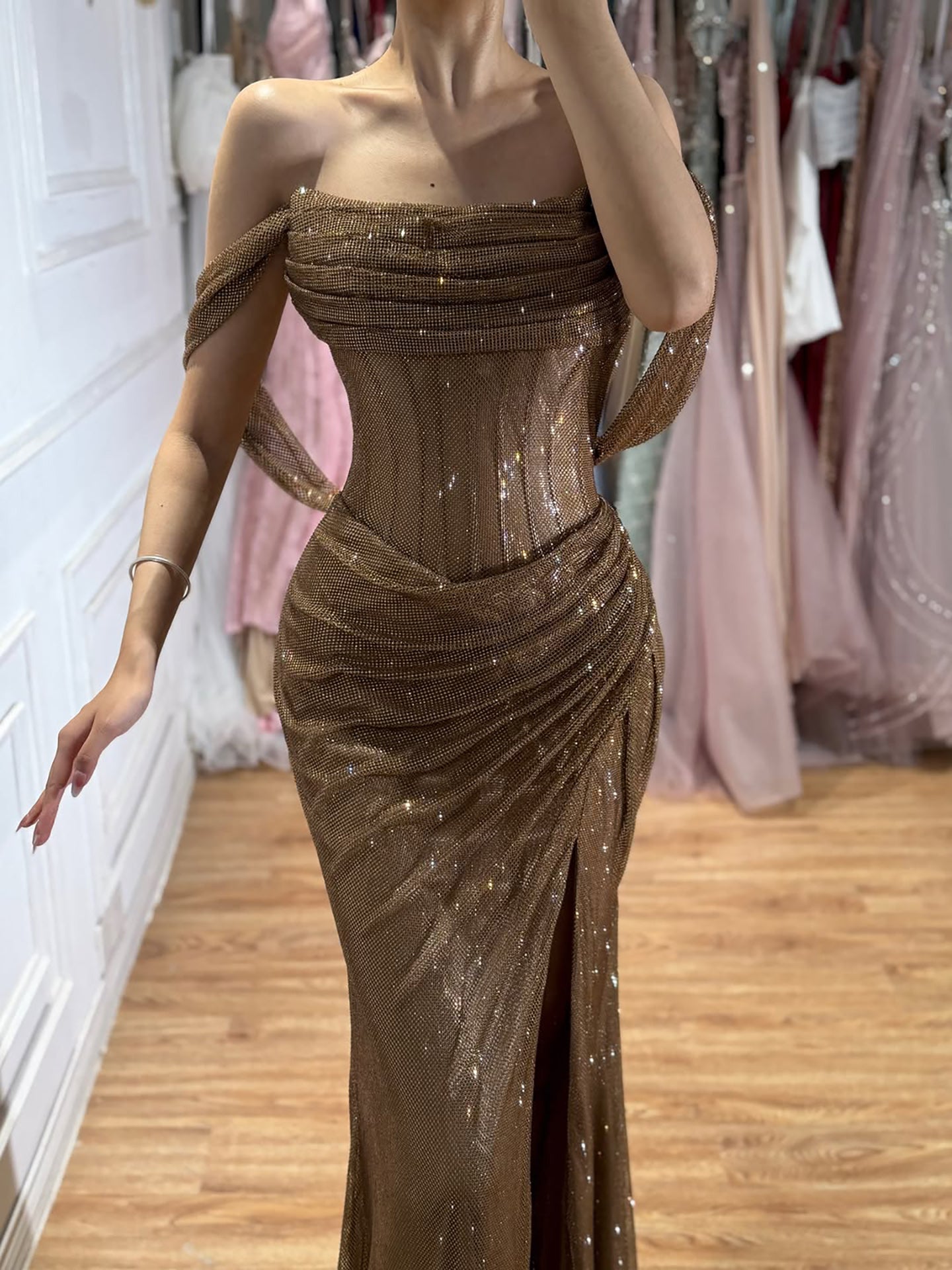 Luxury Green Off Shoulder Corset Mermaid Evening Dress LA73410C SERENE HILL