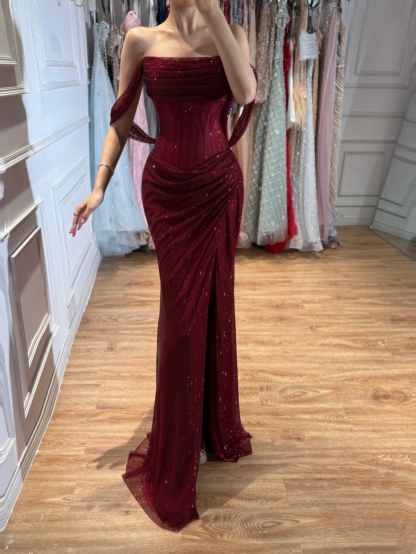 Luxury Green Off Shoulder Corset Mermaid Evening Dress LA73410C SERENE HILL