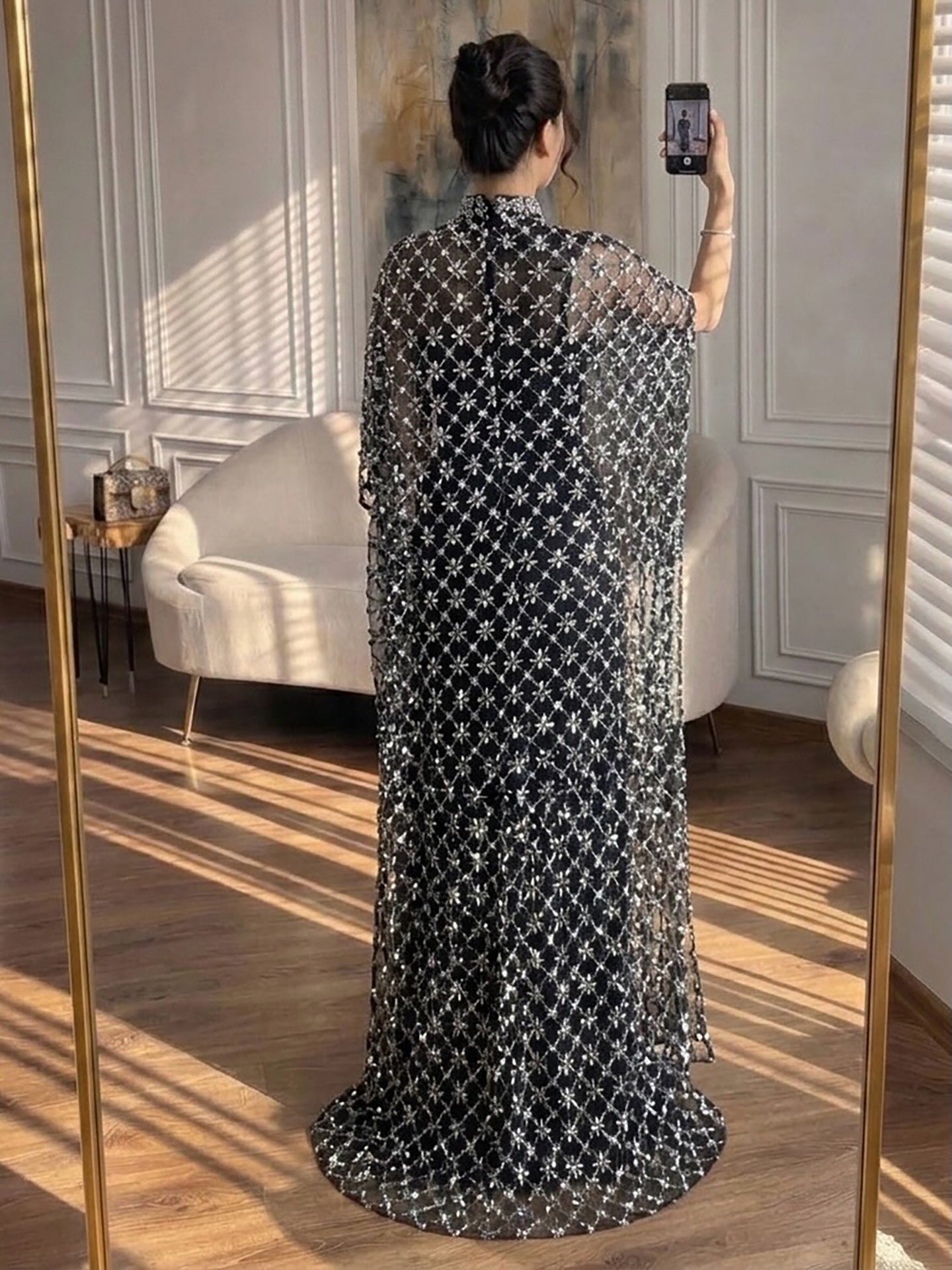 Serene Hill Grey Nude Jasmiko Diamond Beaded Evening Dress LA73428 SERENE HILL