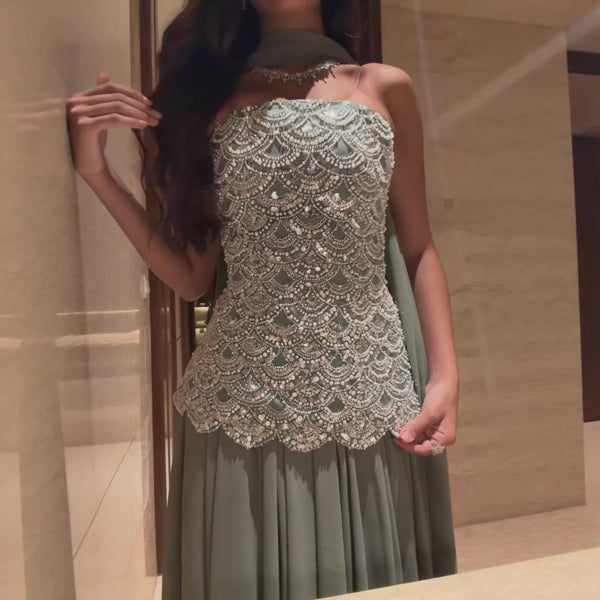 Sage Green Sheath Prom Dress Simple Evening Dress Y6114
