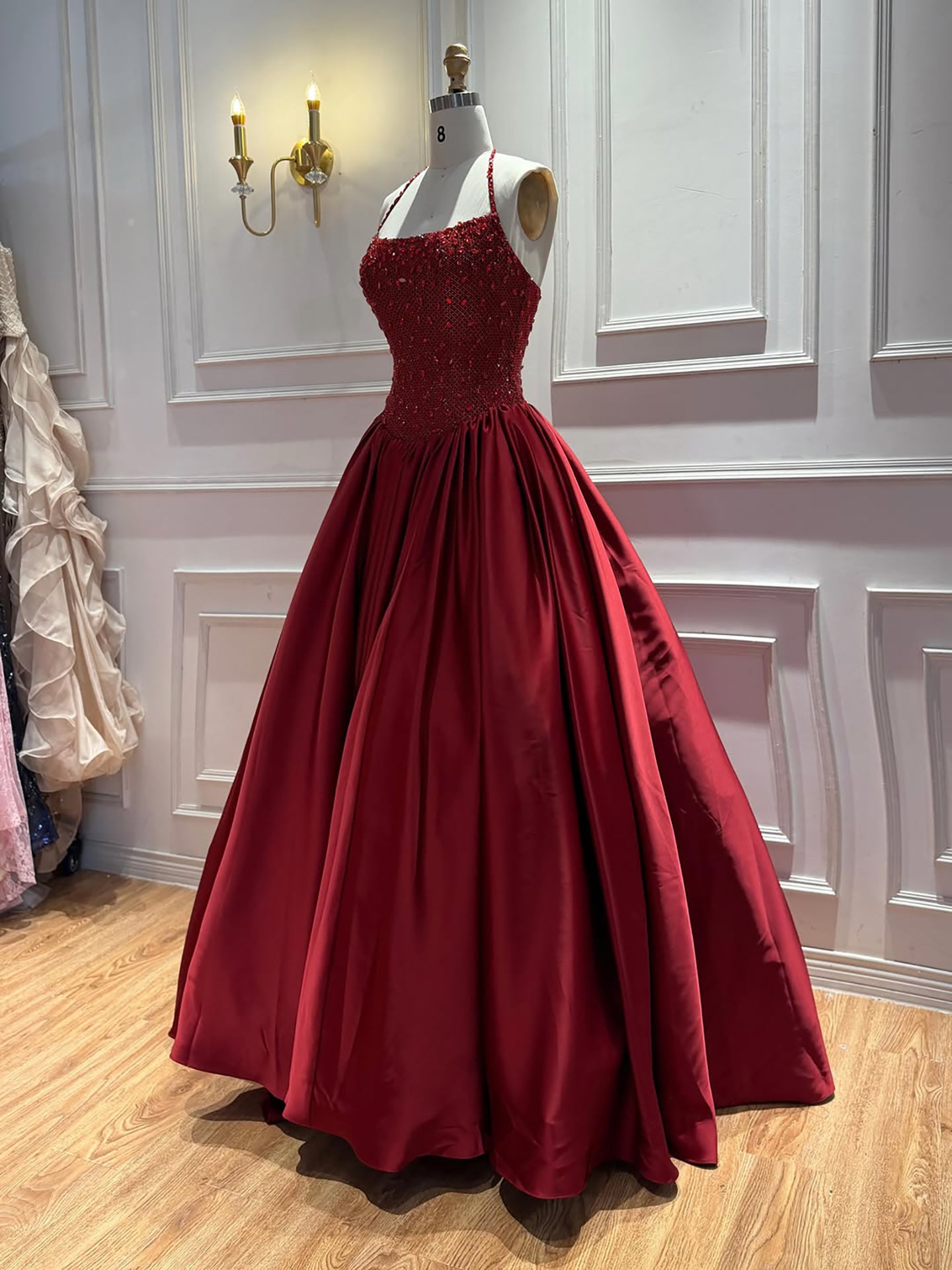 Luxury Gold Diamond Halter Evening Dress Ball Gown LA73441 SERENE HILL