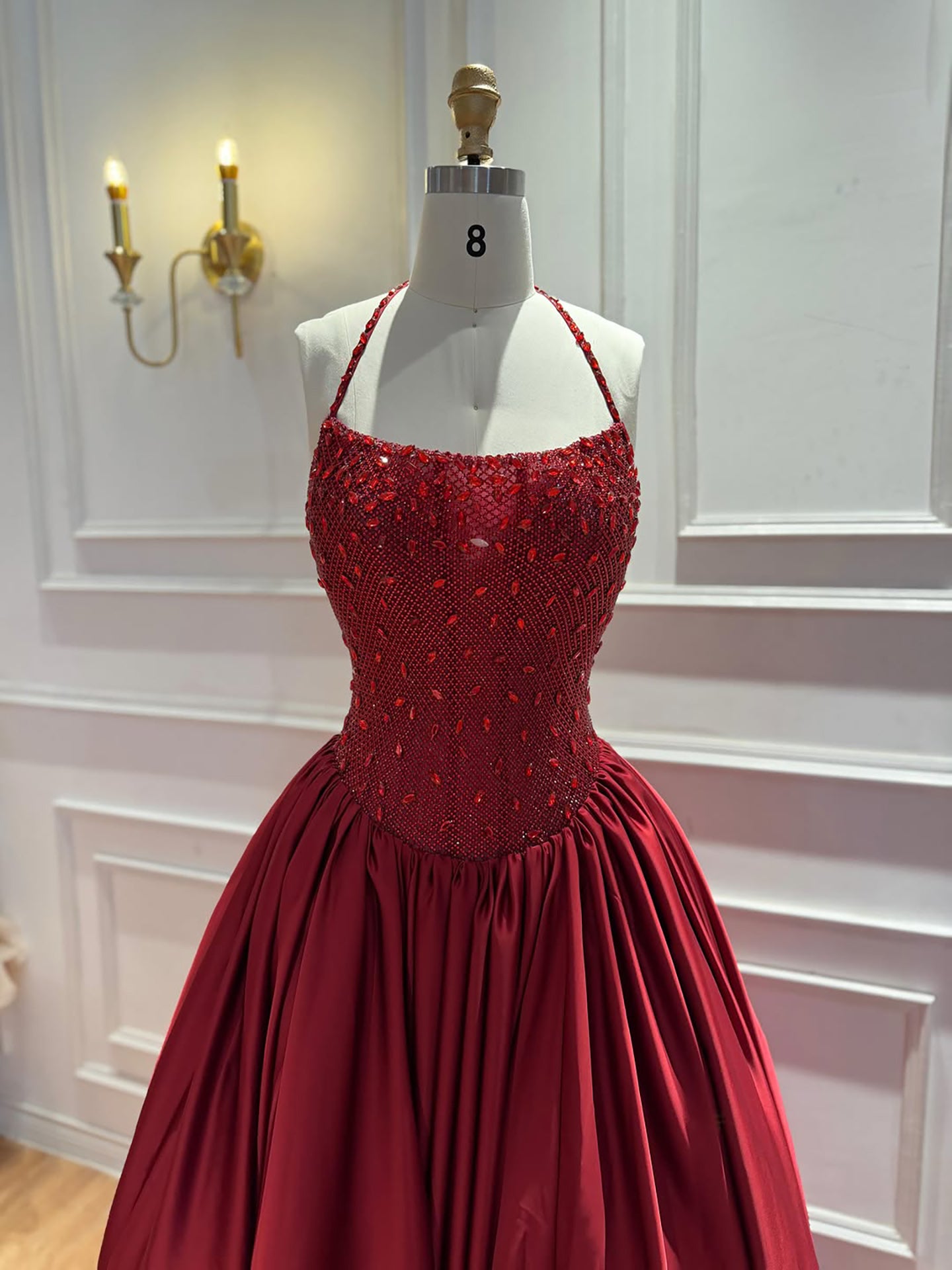 Luxury Gold Diamond Halter Evening Dress Ball Gown LA73441 SERENE HILL
