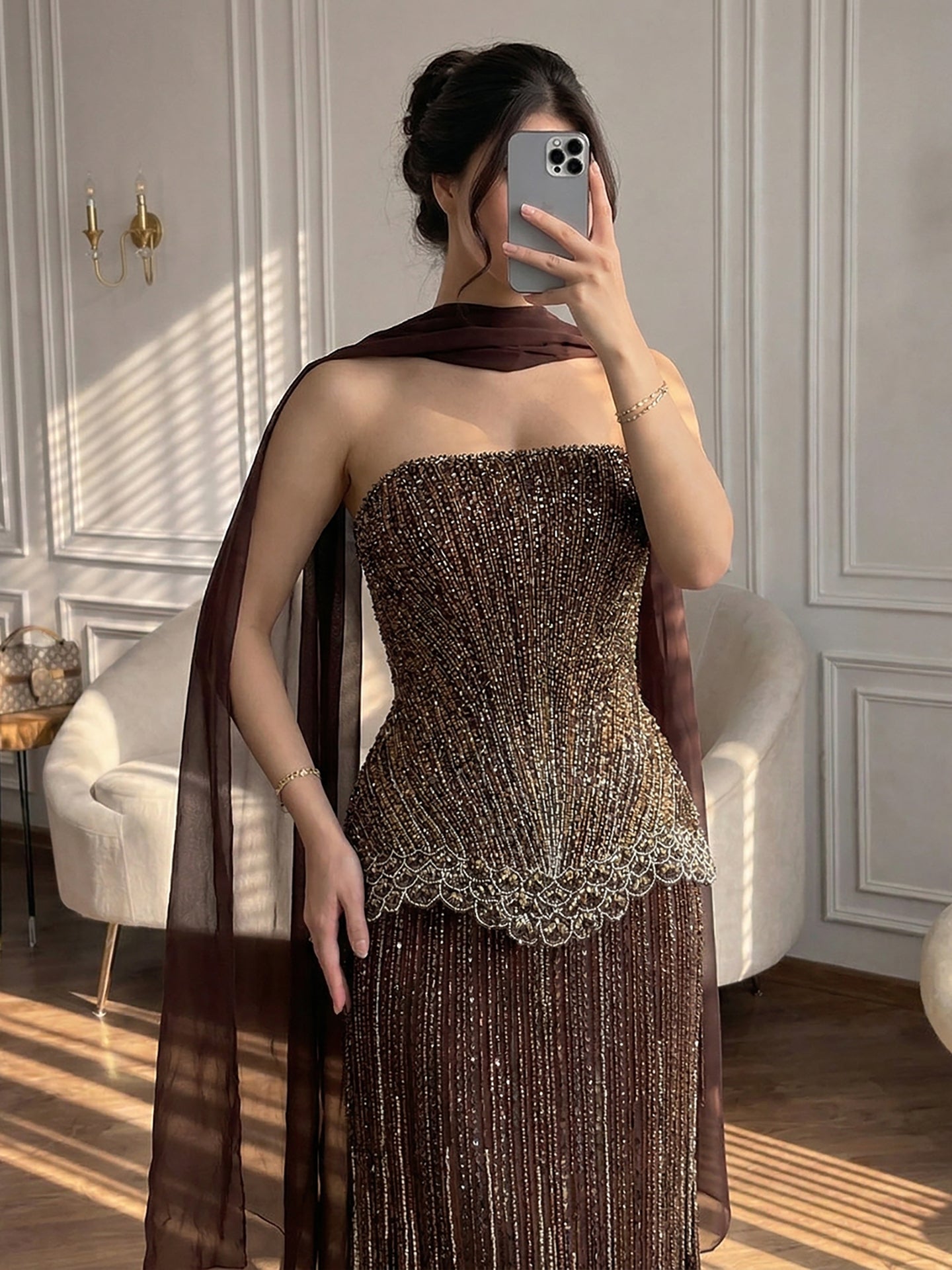 Serene Hill Arabic Orange Two Pieces Corset Evening Dress LA73444 - SERENE HILL