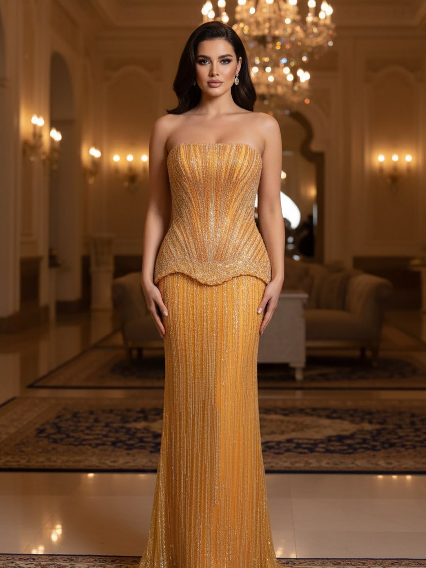 Serene Hill Arabic Orange Two Pieces Corset Evening Dress LA73444 - SERENE HILL