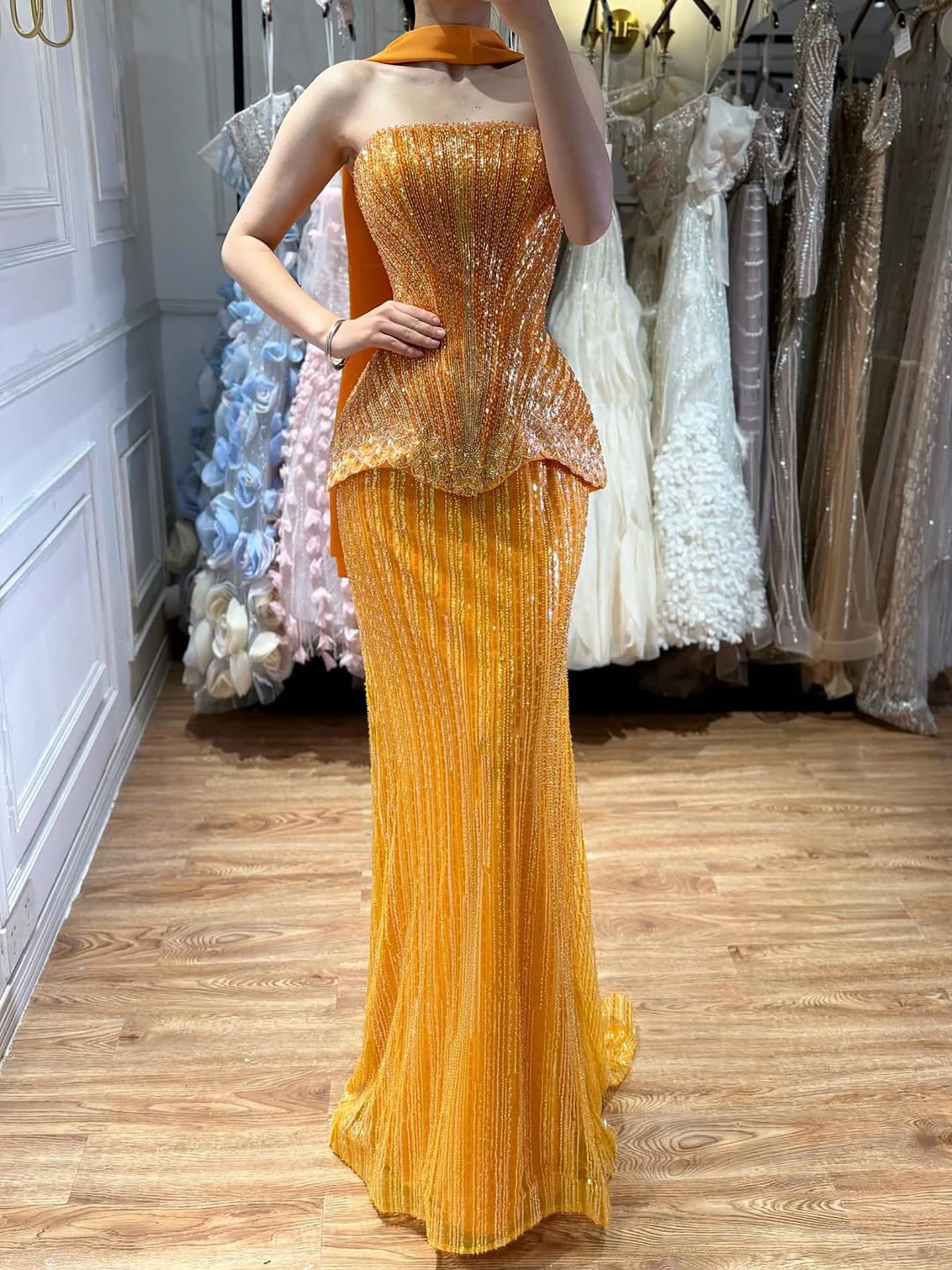 Serene Hill Arabic Orange Two Pieces Corset Evening Dress LA73444 - SERENE HILL