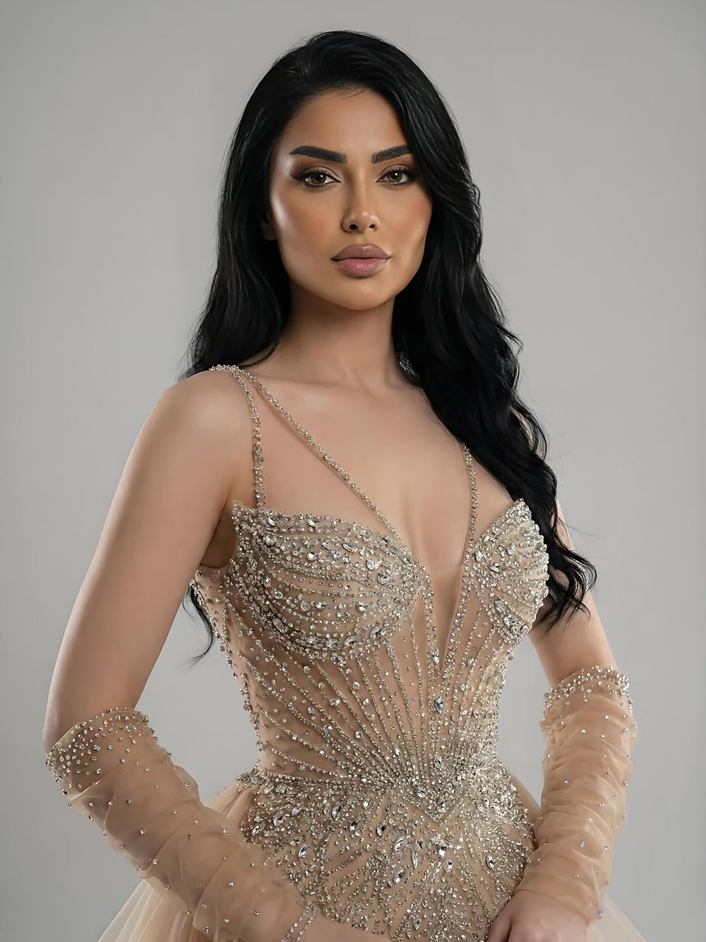Luxury Green Beaded Mermaid Evening Dresses with Skirt LA73455