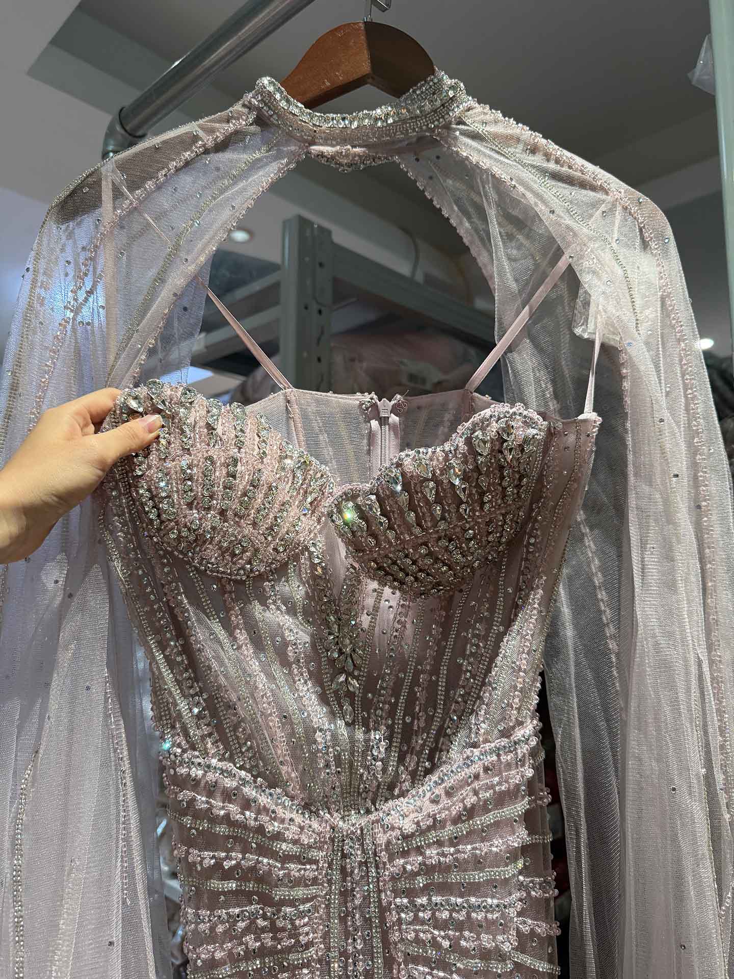 Luxury Nude High Neck Crystal Beaded Mermaid Dress LA73474A SERENE HILL