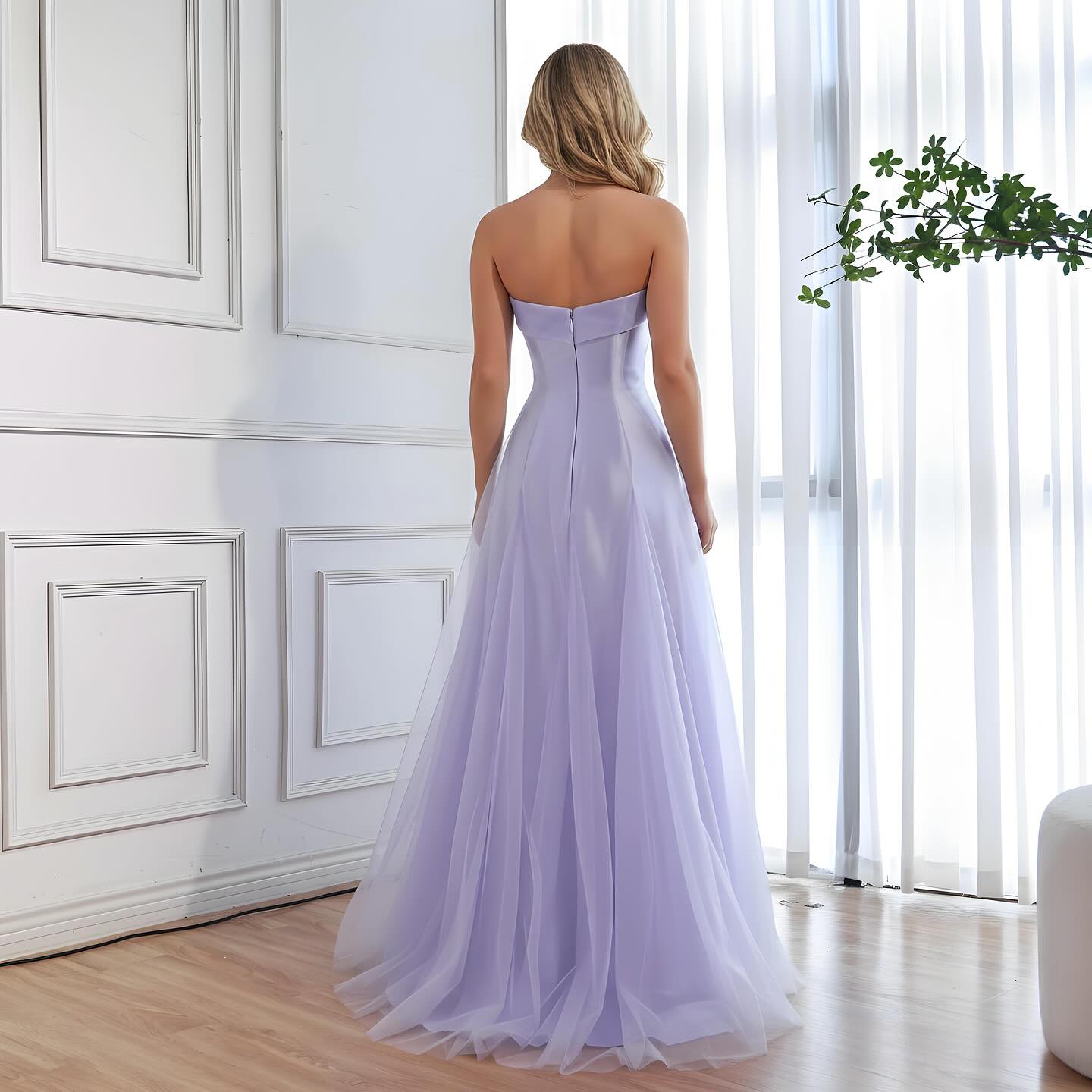 Luxury Lilac Strapless A-Line Tulle Evening Dress LA73475 - SERENE HILL