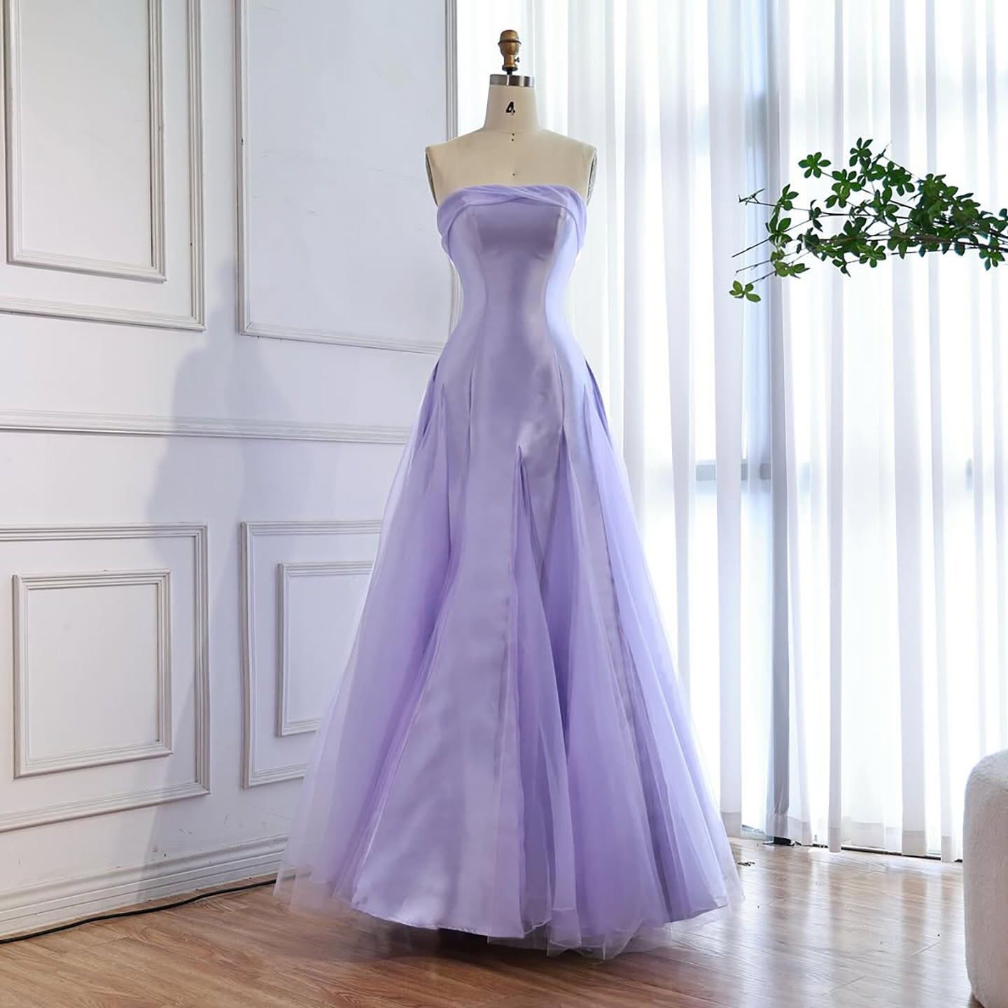 Luxury Lilac Strapless A-Line Tulle Evening Dress LA73475 - SERENE HILL