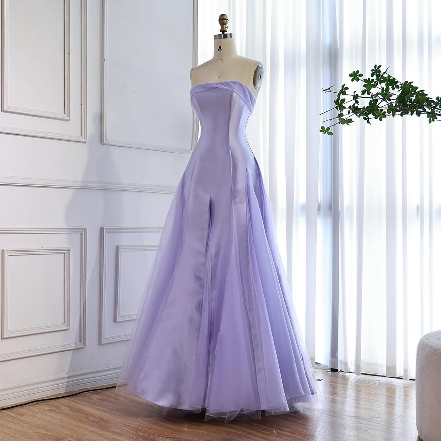 Luxury Lilac Strapless A-Line Tulle Evening Dress LA73475 - SERENE HILL