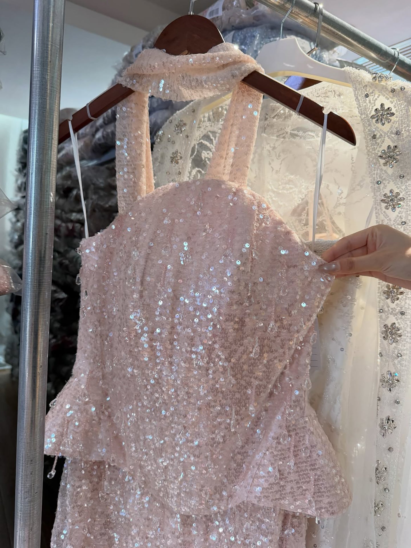 Luxury Champagne Strapless Beaded Mermaid Evening Dress With Scarf LA73488 SERENE HILL