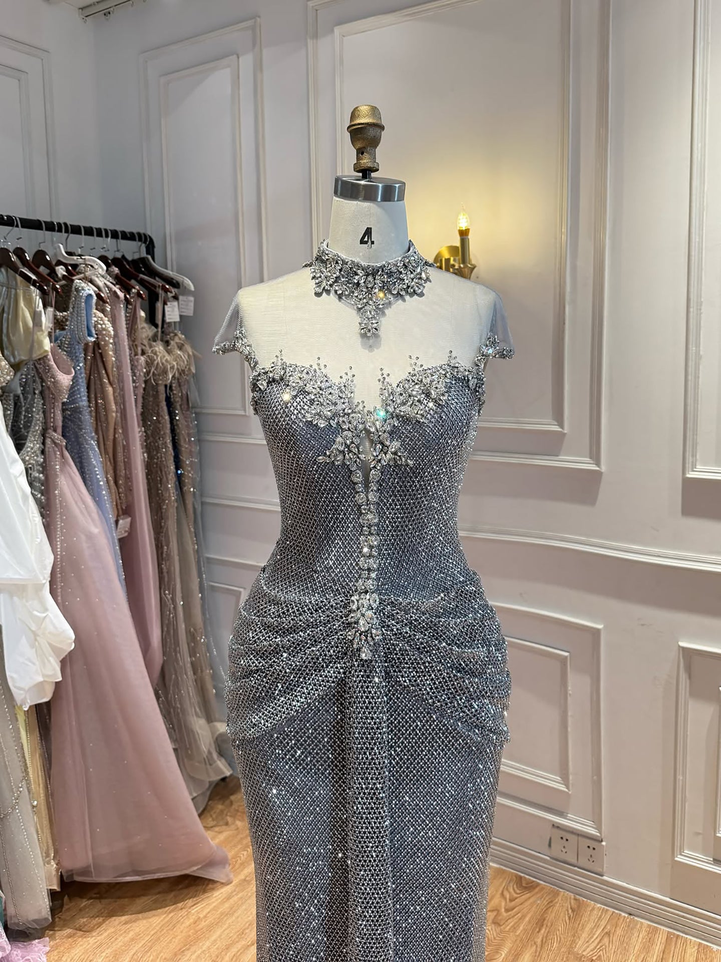 Luxury Gold Crystal Beaded Mermaid Evening Dress LA73491 SERENE HILL