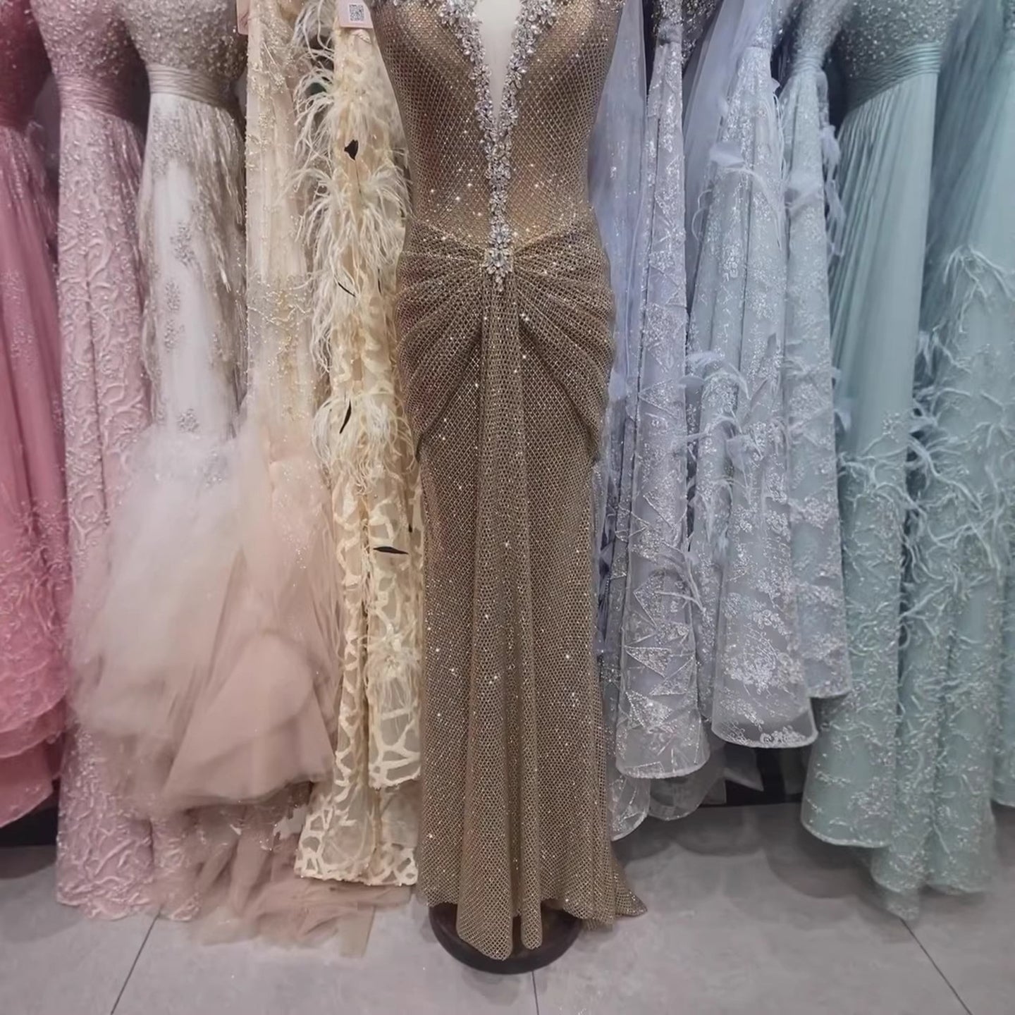 Luxury Gold Crystal Beaded Mermaid Evening Dress LA73491 - SERENE HILL