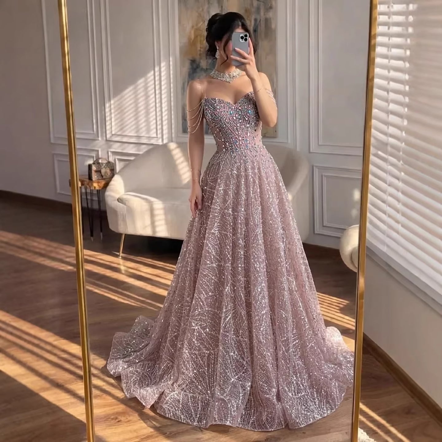 pink sparkly formal dress Luxury Off Shoulder Beaded Ball Gown Evening LA73513 Pink / 8 Pink Multi Color:Ballet Pink Ladies Denim Light Wash 0802
