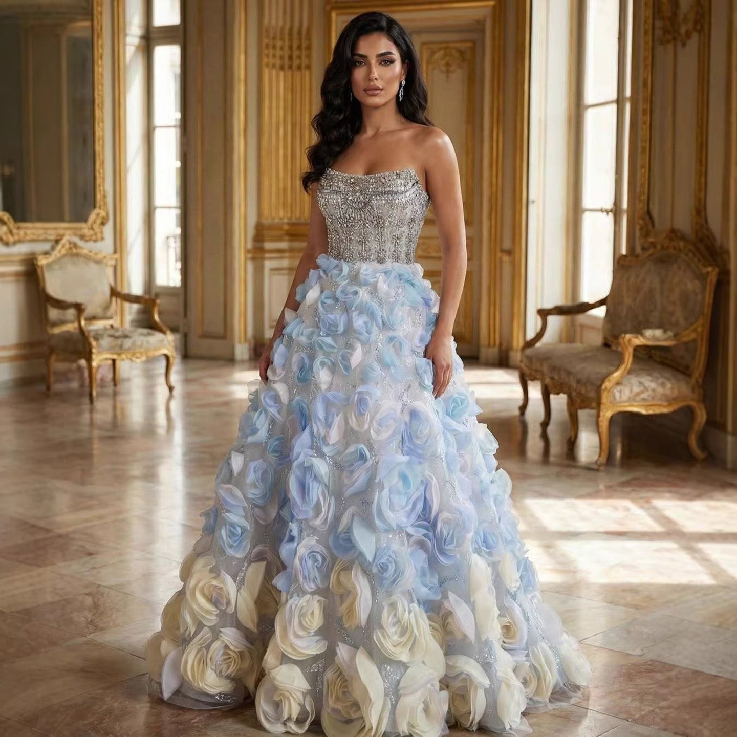 extravagant blue dress This extravagant blue dress blends artistry with fashion, creating a  statement that speaks volumes. #hautecouture #lebanesedesigners  #worldwideshipping